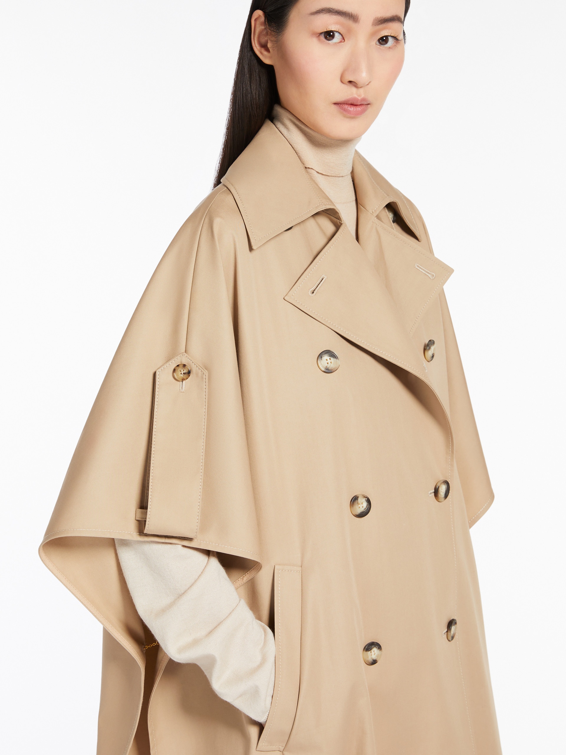 FINEZZA Double-breasted water-repellent cotton cape - 5