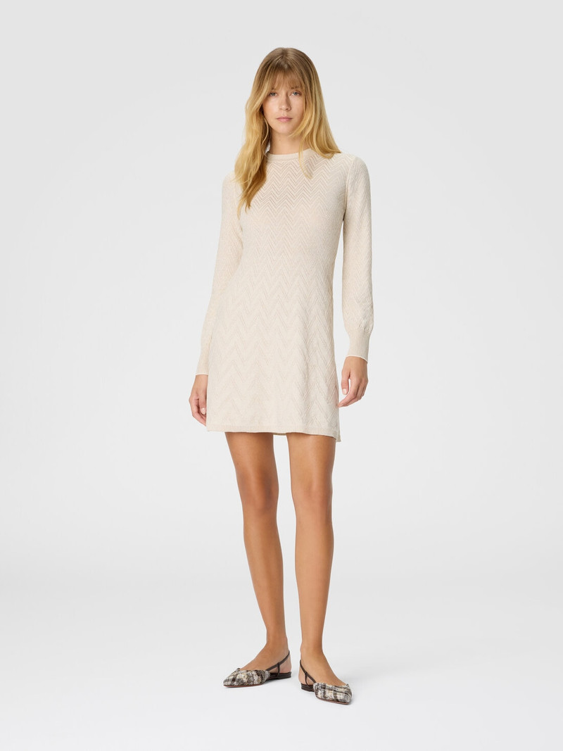 Missoni Women's short flared dress with long sleeves and jacquard detailing outlook