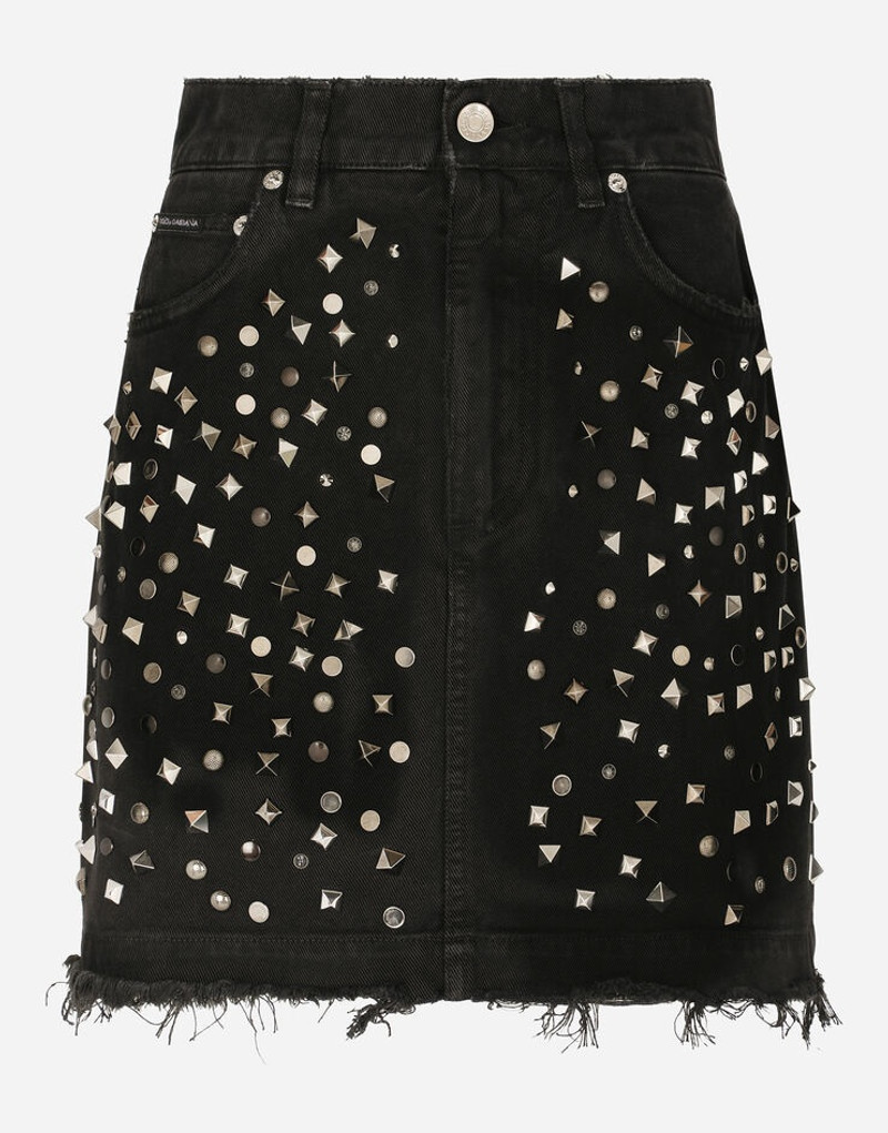 Studded denim miniskirt 3