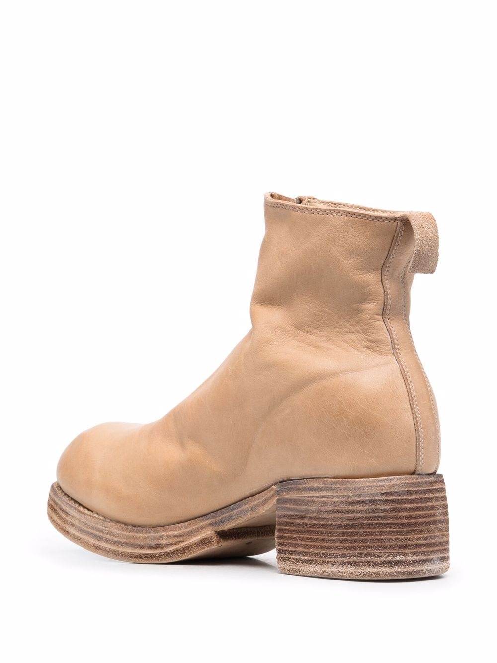 grained leather round-toe boots - 3