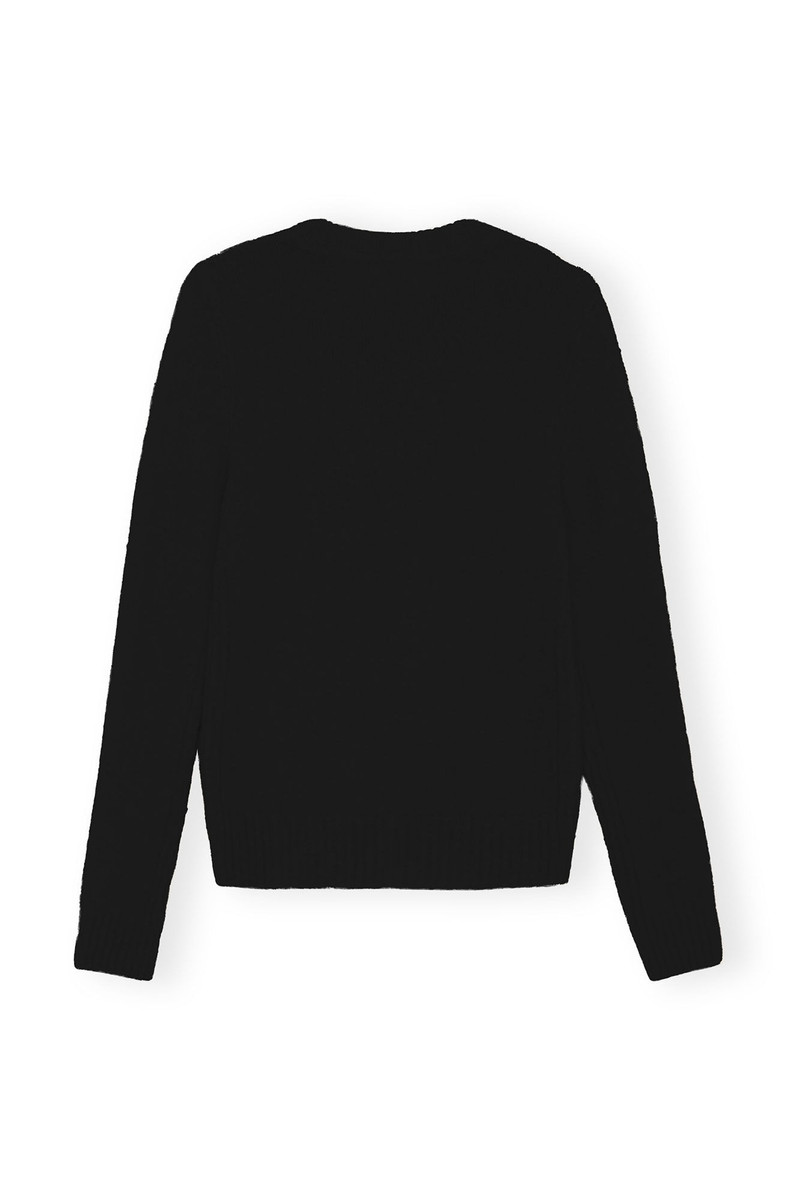 BLACK BRUSHED ALPACA O-NECK SWEATER 7