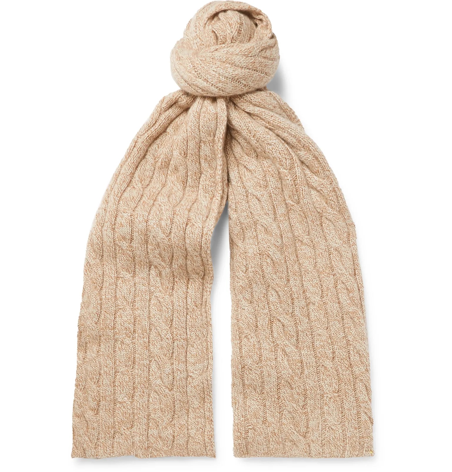 Cable-Knit Mélange Baby Cashmere Scarf - 1