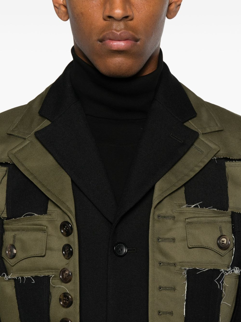 patchwork-check jacket - 5