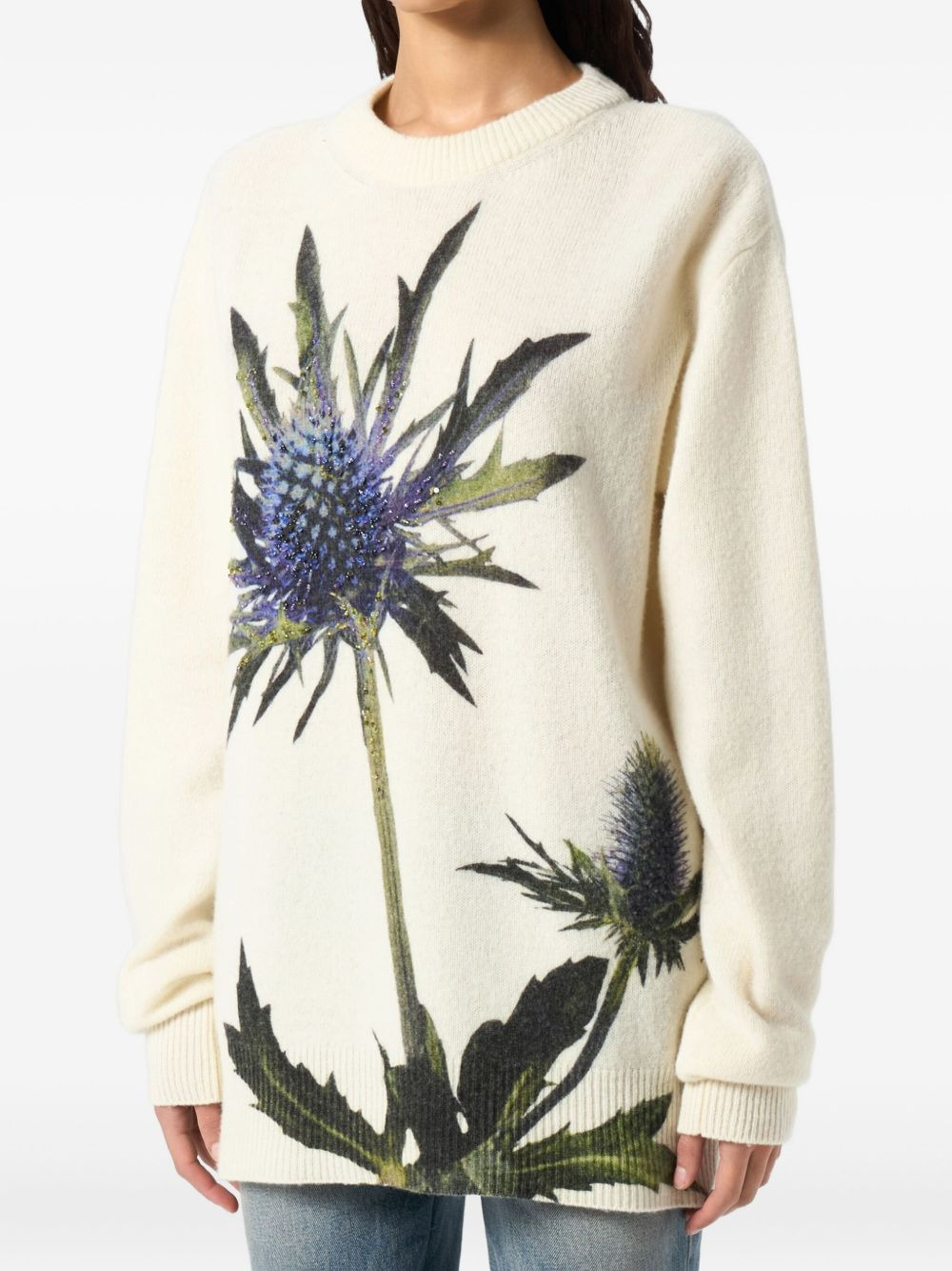 floral-motif crew-neck sweater - 4