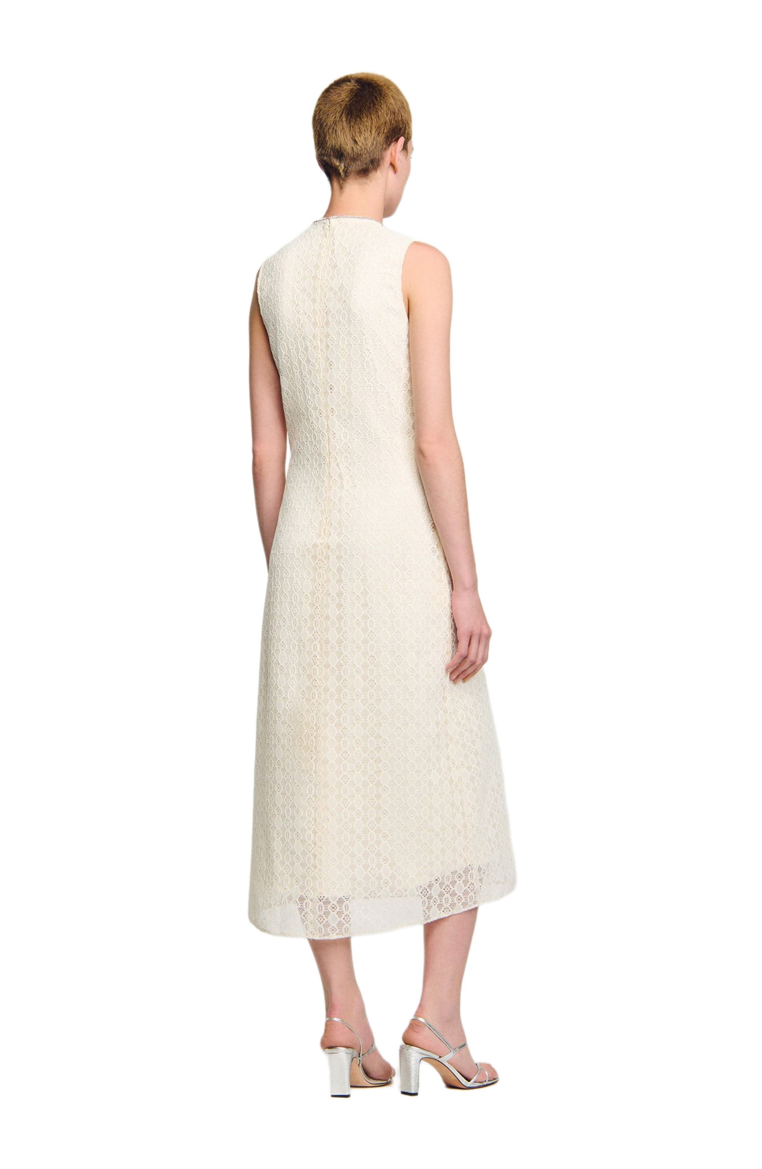SANDRO Lace Keyhole Maxi Dress in Ecru at Nordstrom - 2