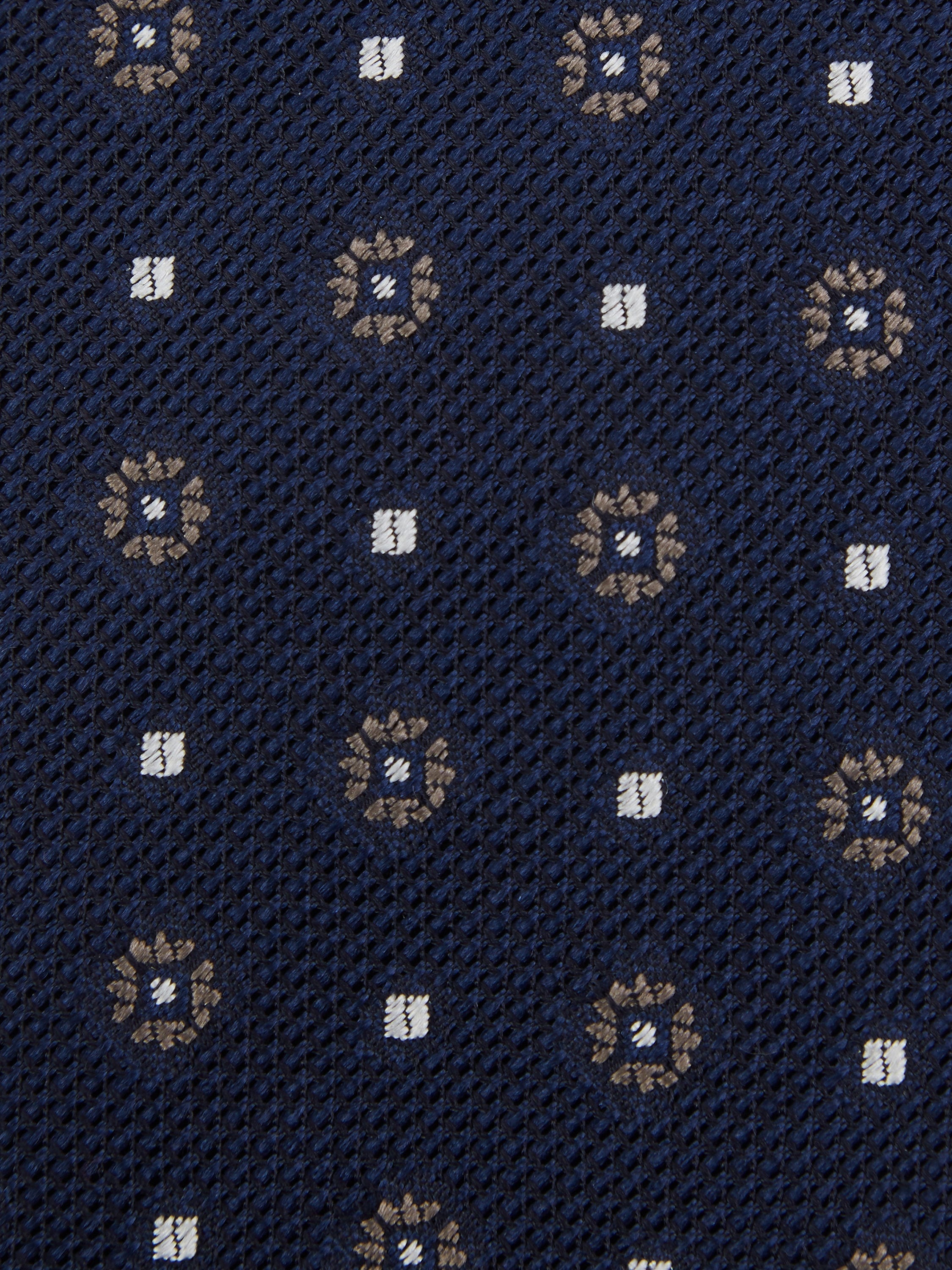 DARK BLUE PRINTED SILK GRENADINE TIE - 2