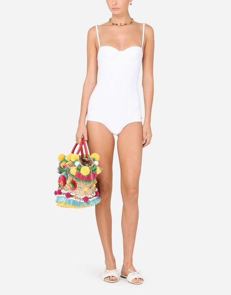 Full swimsuit with balcony neckline - 2