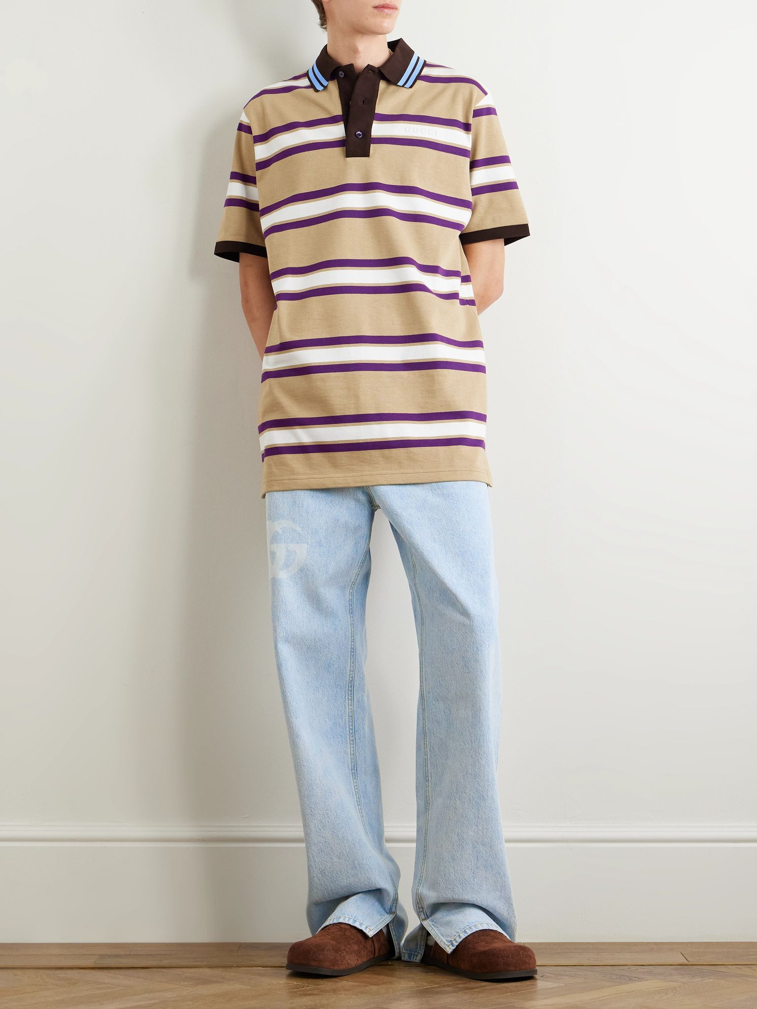 Straight-Leg Logo-Print Jeans Light blue - 2