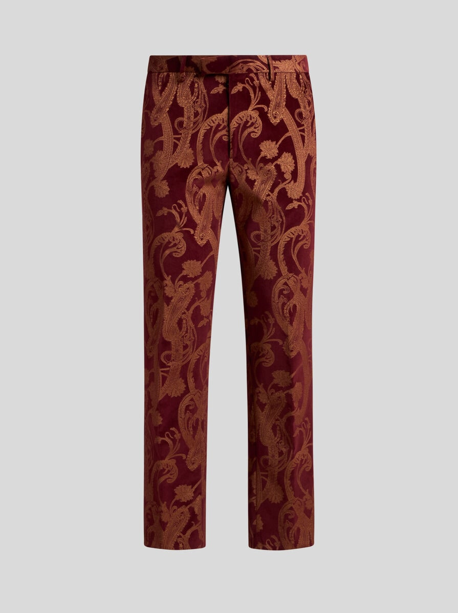 FLORAL PAISLEY COTTON EVENING TROUSERS - 1