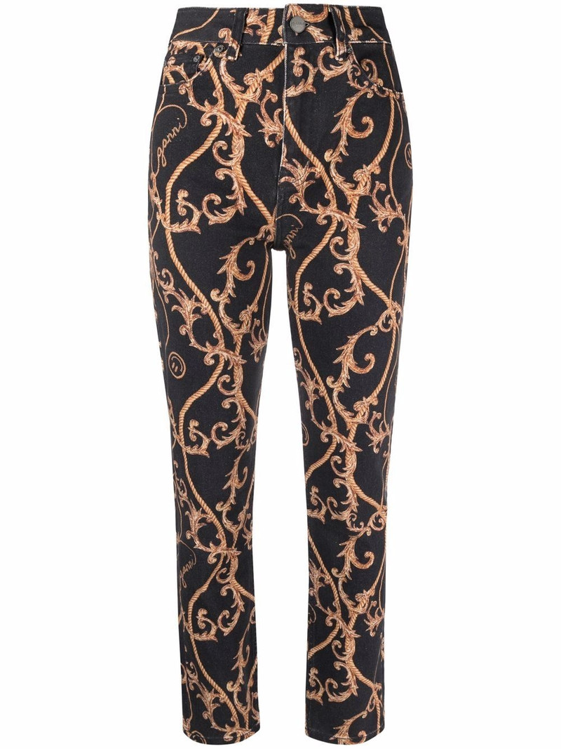 baroque-print jeans 1