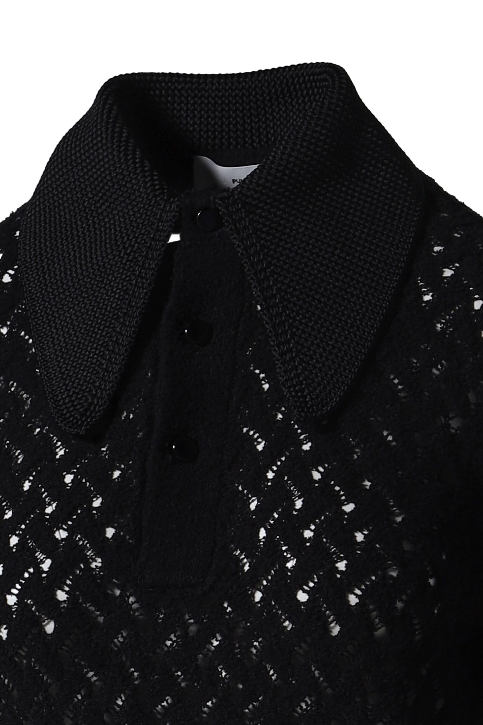 LACE KNIT POLO SHIRT / BLK - 4