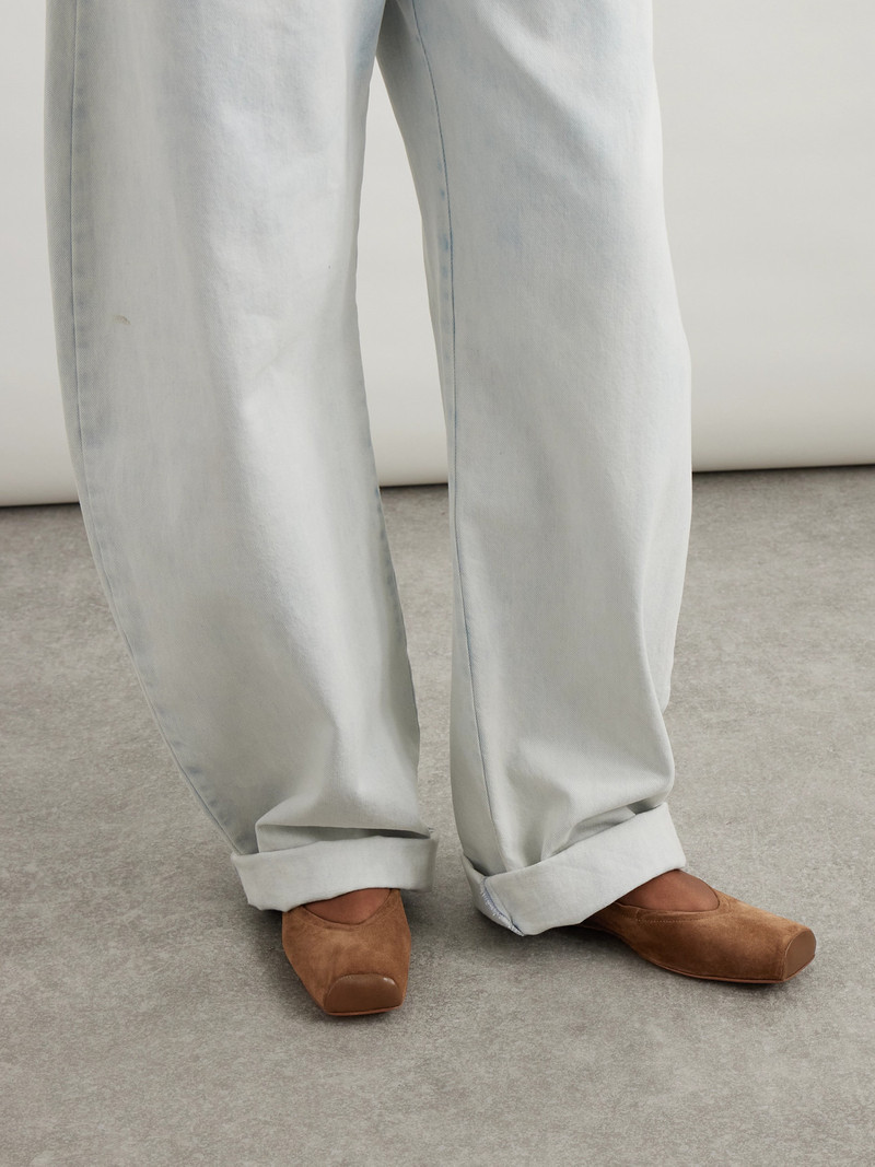 Alaïa Leather-trimmed Suede Ballet Flats outlook