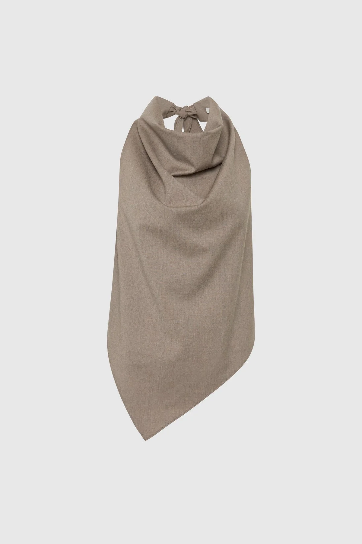 Wool Cowl Backless Top - Light Taupe - 1
