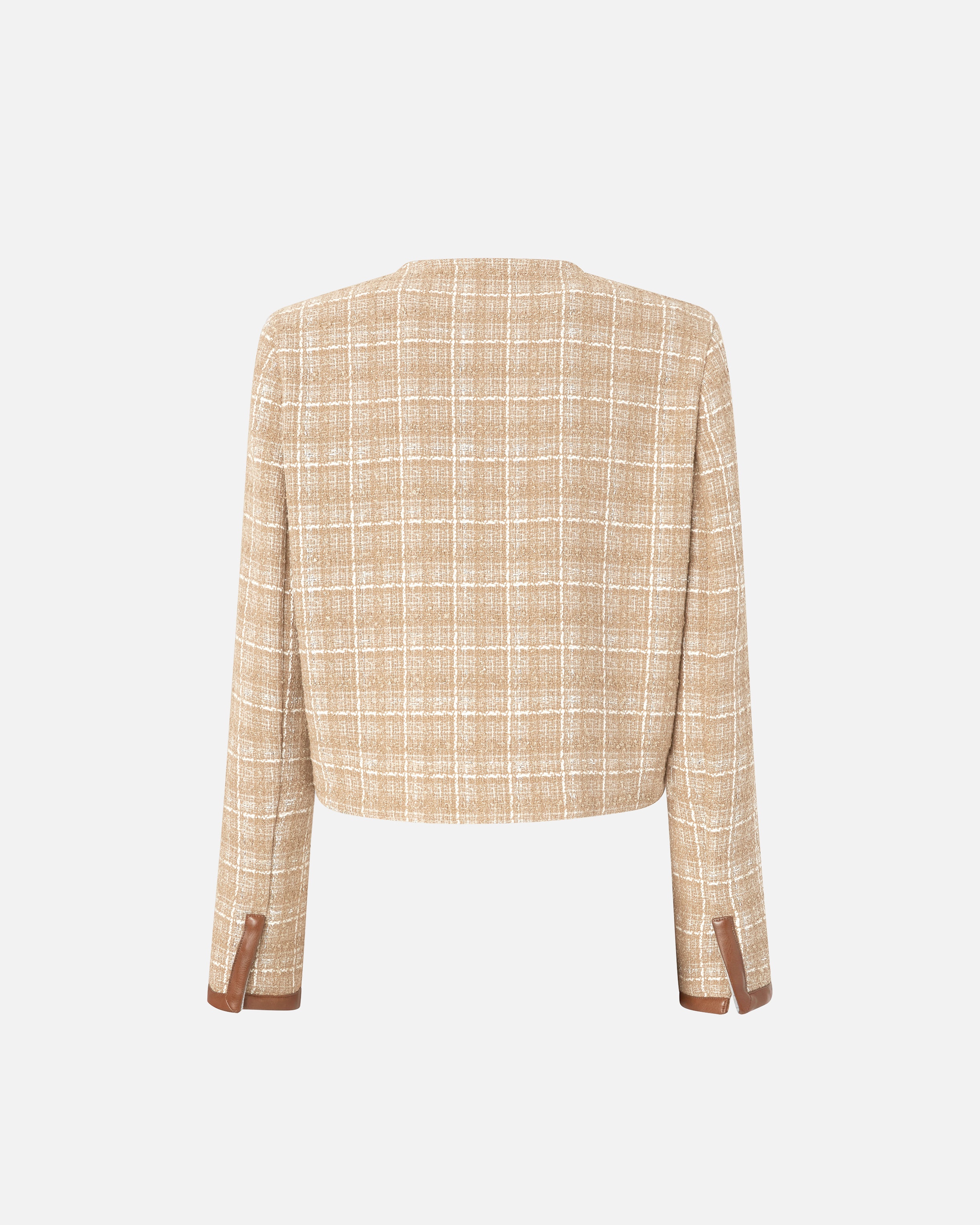 SMALL OPEN JACKET IN TWEED AND IMITATION LEATHER - 6