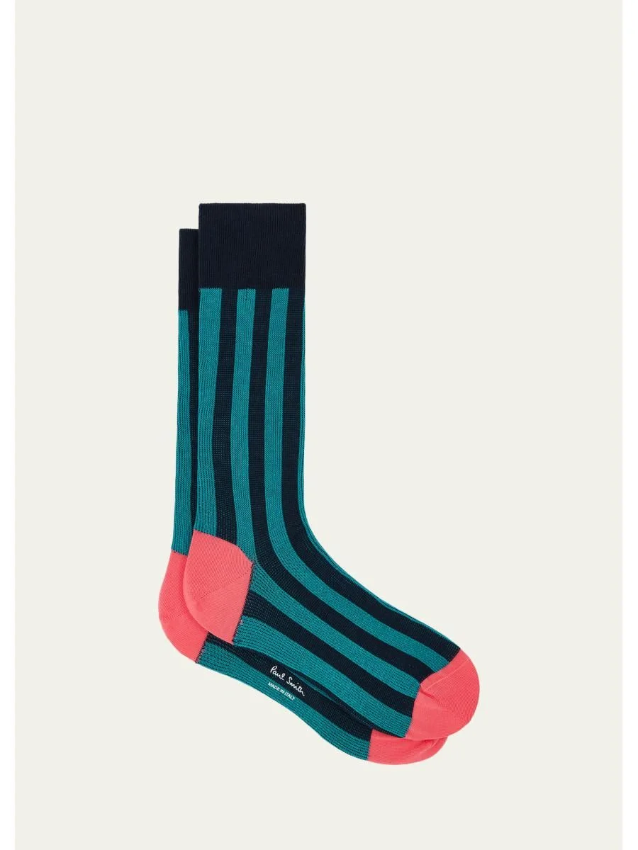 Men's Owen Contrast-Stripe Crew Socks - 1