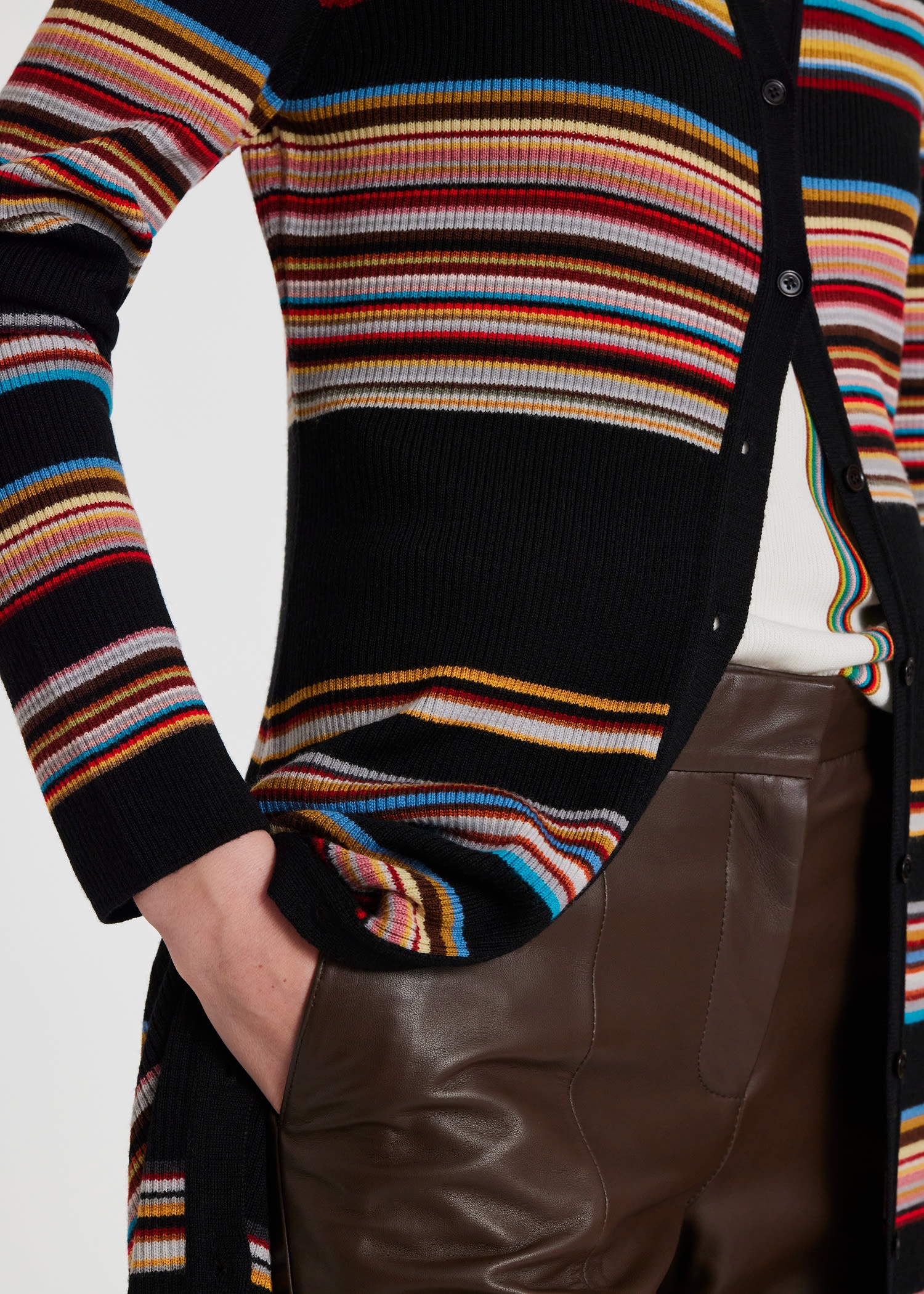 'Signature Stripe' Knitted Wool Shirt Dress - 6