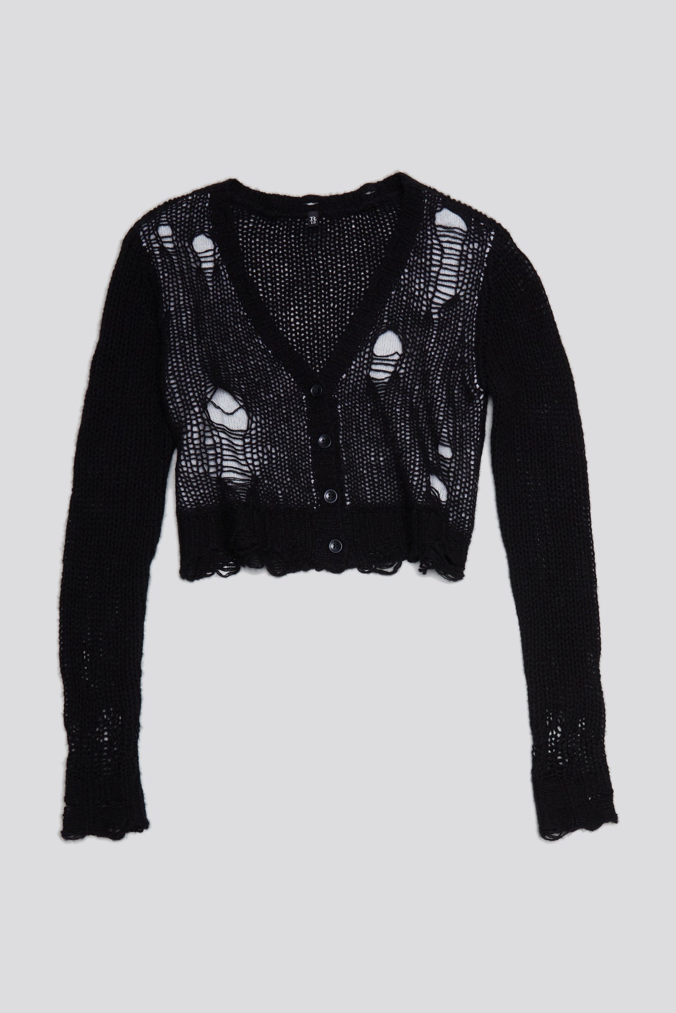 DOUBLE LAYER BABY CARDIGAN - BLACK AND ECRU - 1