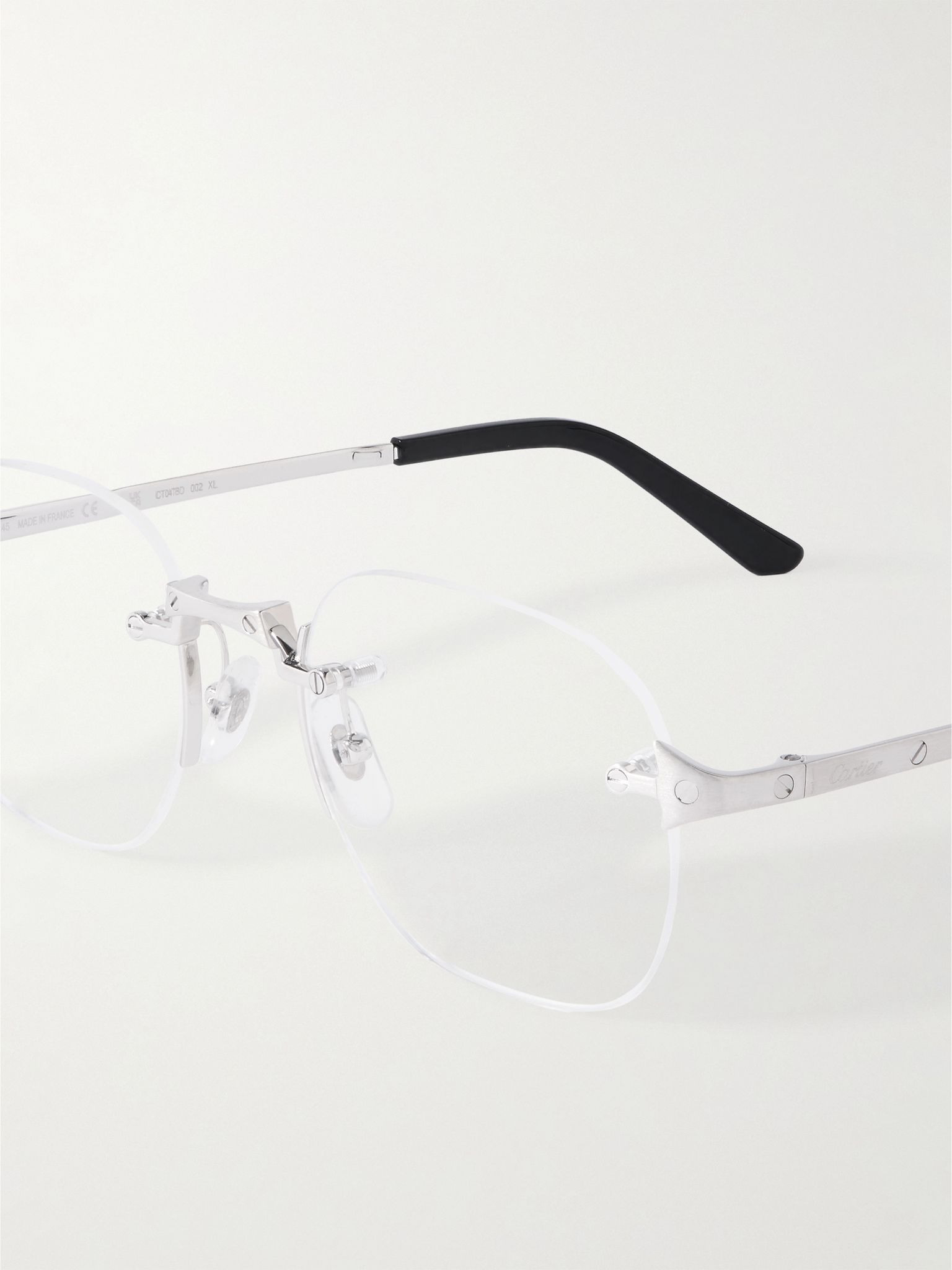 Santos de Cartier Rimless D-Frame Silver-Tone Optical Glasses Silver - 4