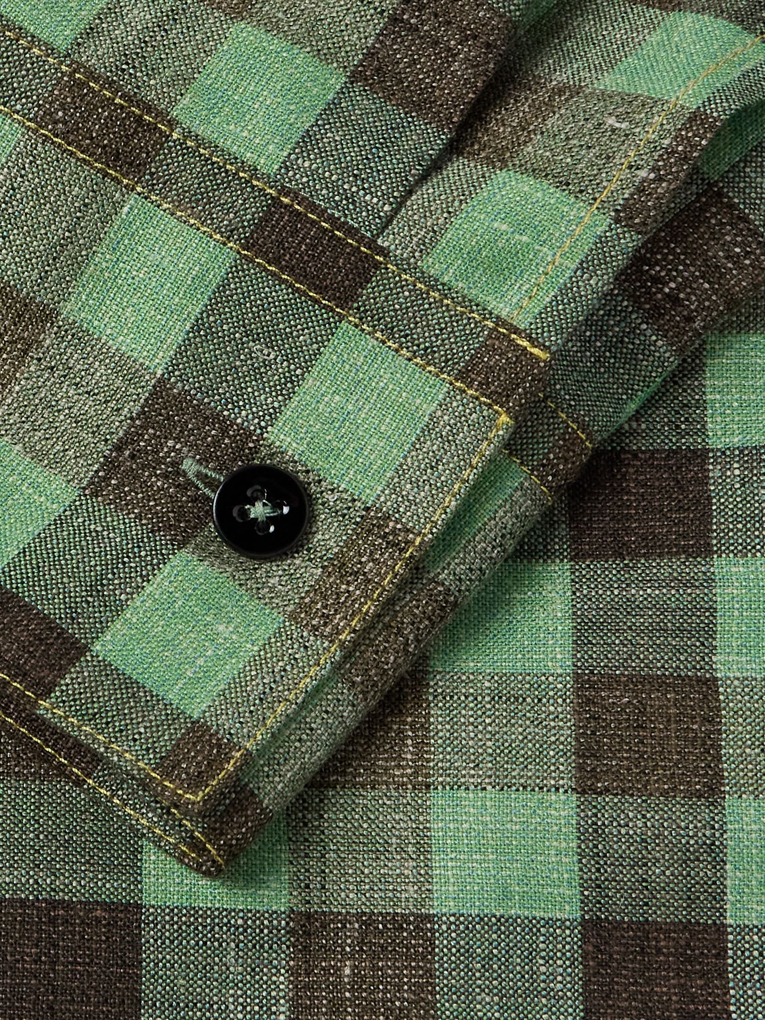 Checked Woven Zip-Up Shirt Green - 6