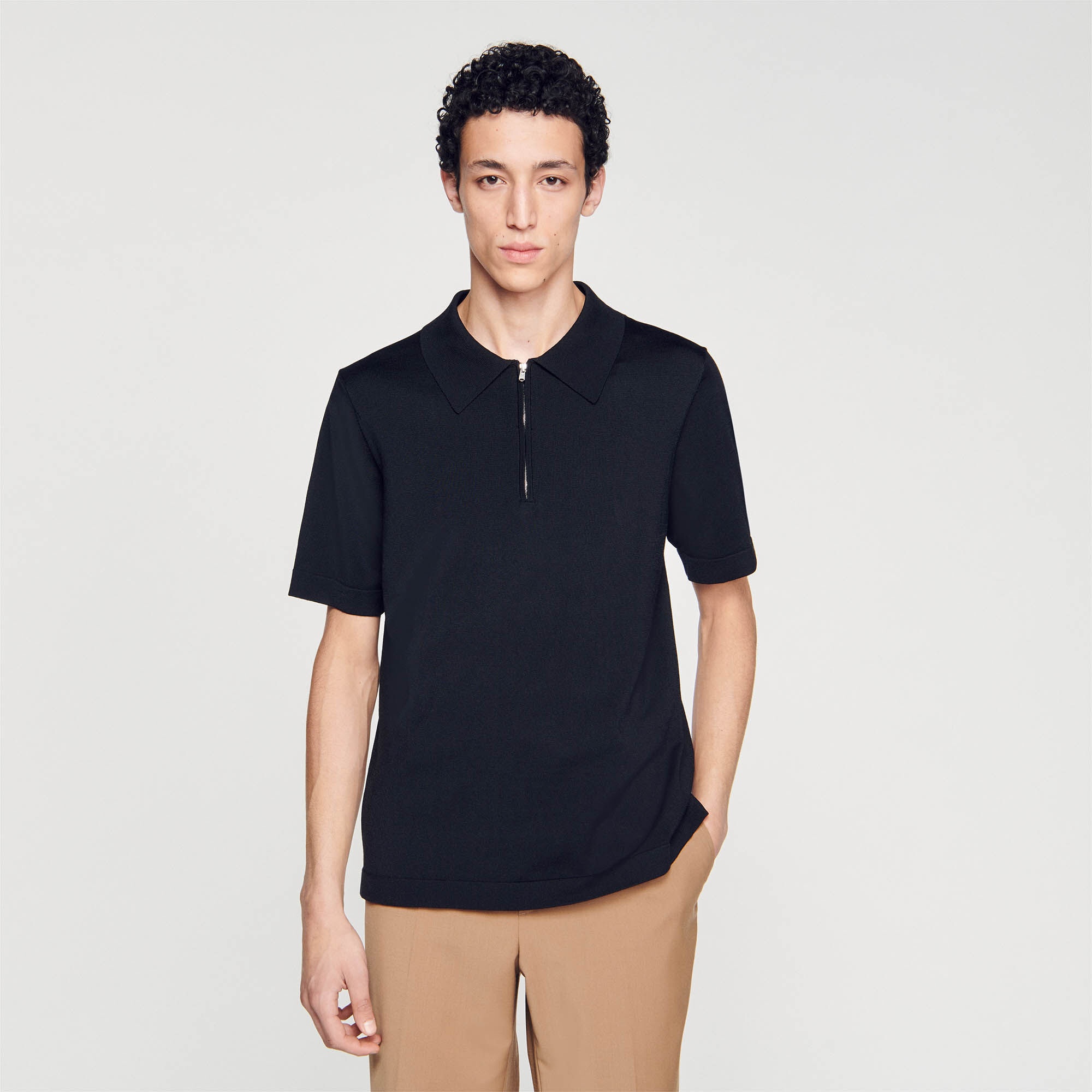 KNITTED POLO SHIRT WITH ZIP COLLAR - 5