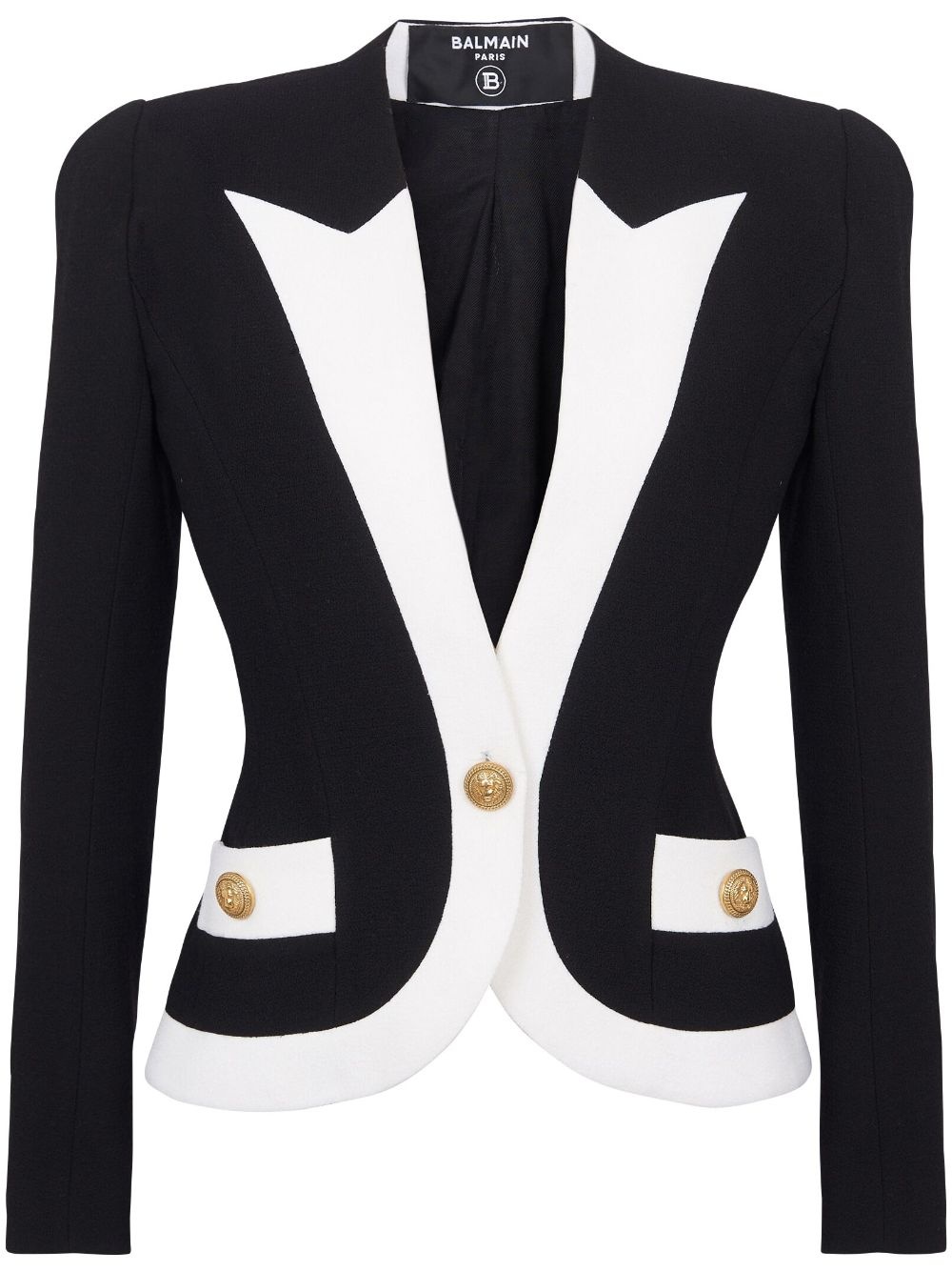 two-tone crepe blazer - 1