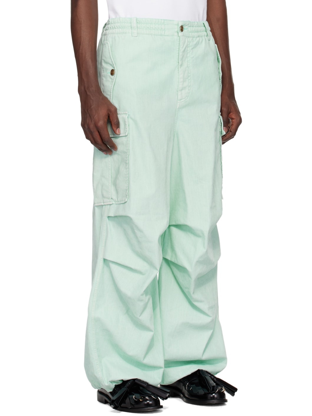 Blue Garment-Dyed Denim Cargo Pants - 2