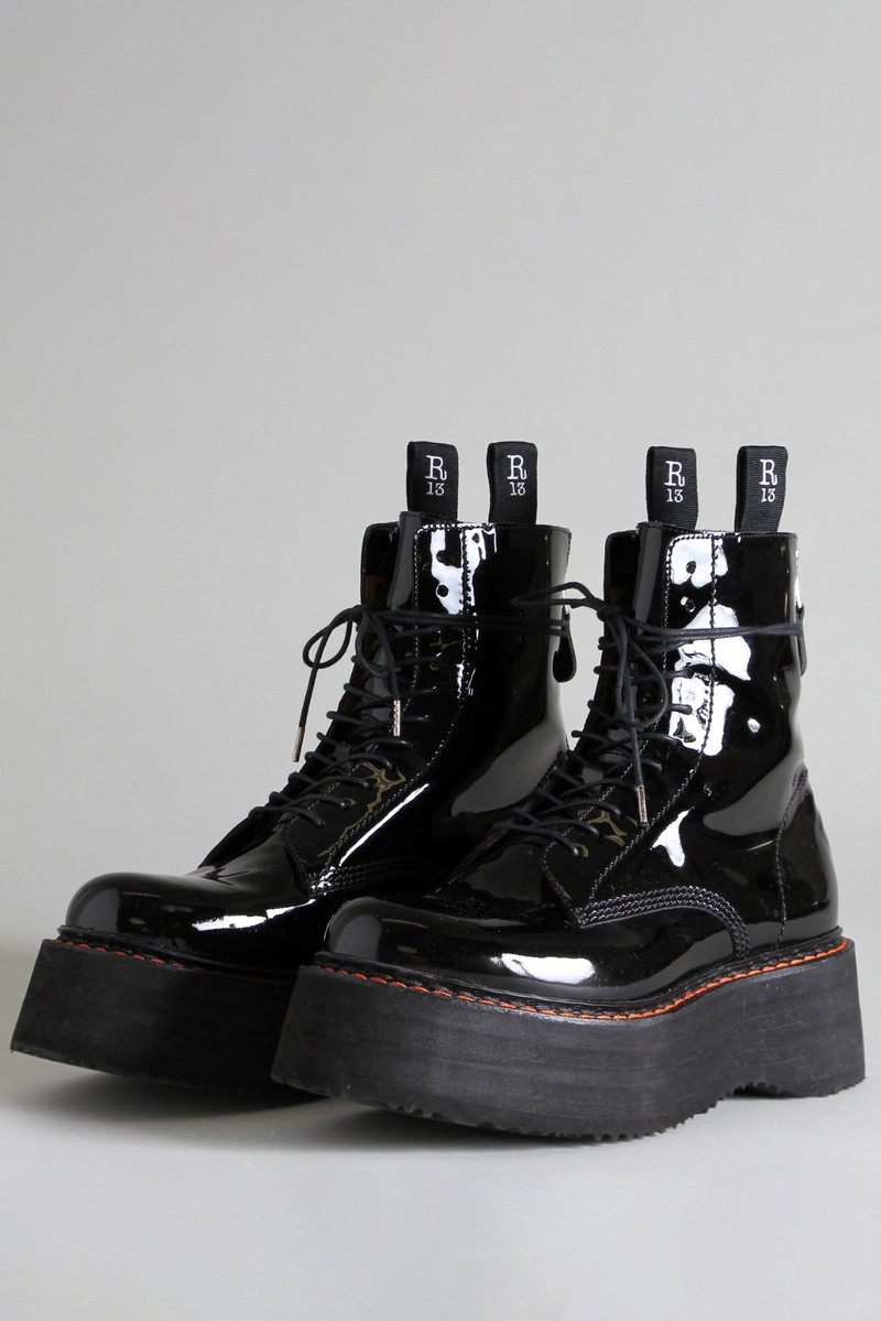DOUBLE STACK BOOT - PATENT BLACK 1