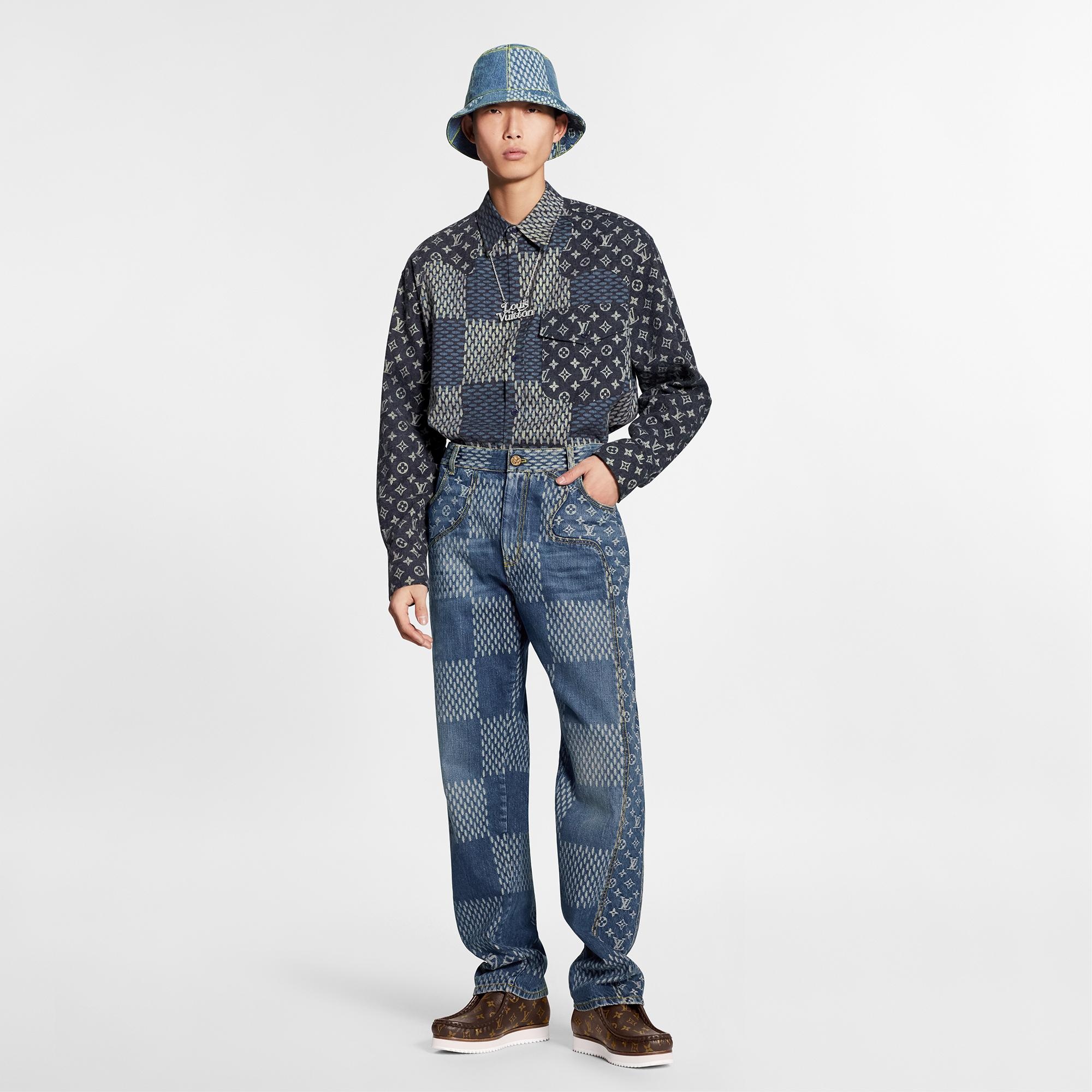 GIANT DAMIER WAVES MONOGRAM DENIM PANTS - 4