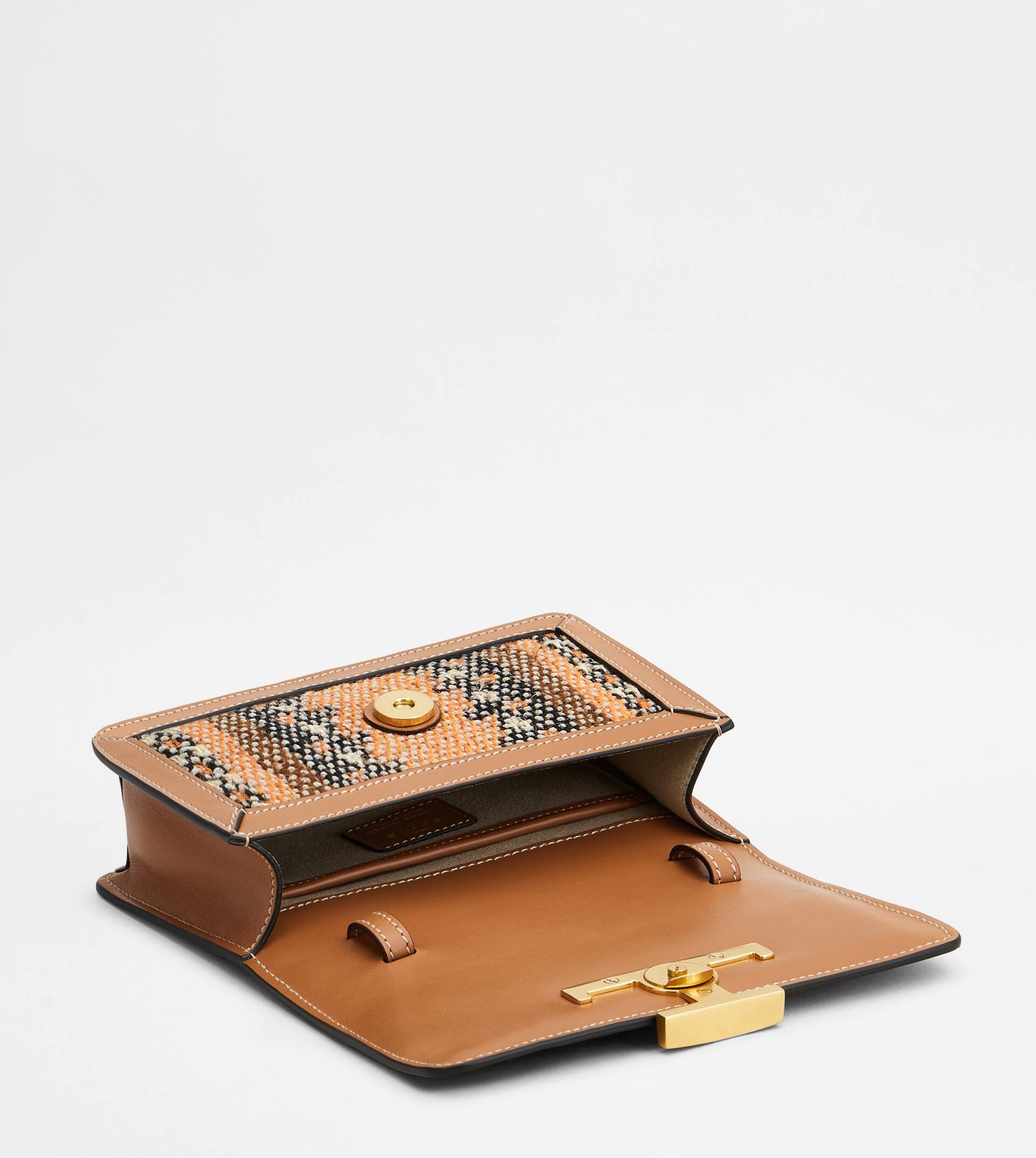 TIMELESS BELT BAG IN FABRIC AND LEATHER MICRO WITH METAL SHOULDER STRAP - BROWN, ORANGE, BEIGE - 5