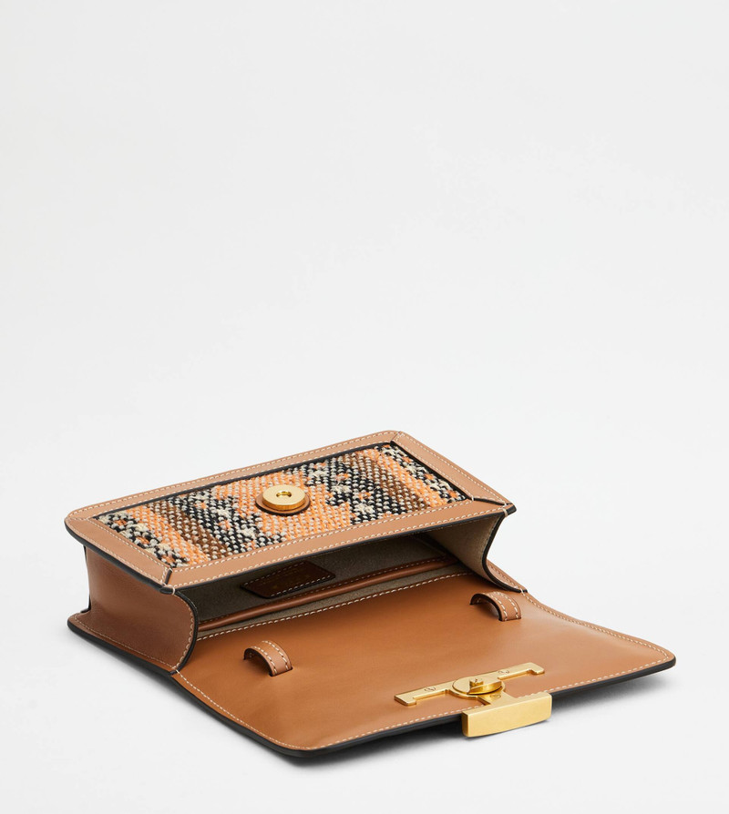 TIMELESS BELT BAG IN FABRIC AND LEATHER MICRO WITH METAL SHOULDER STRAP - BROWN, ORANGE, BEIGE 5