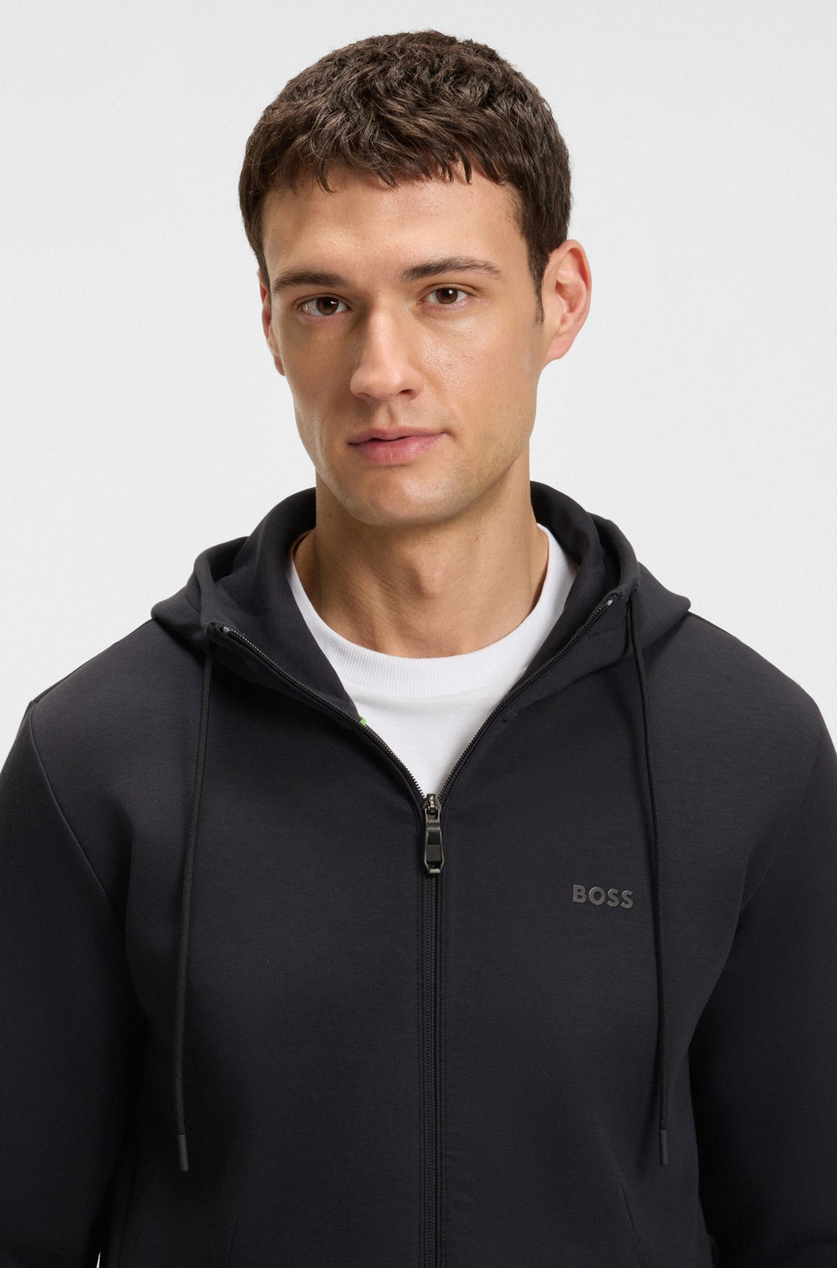 STRETCH-COTTON ZIP-UP HOODIE WITH LOGO PRINT - 3