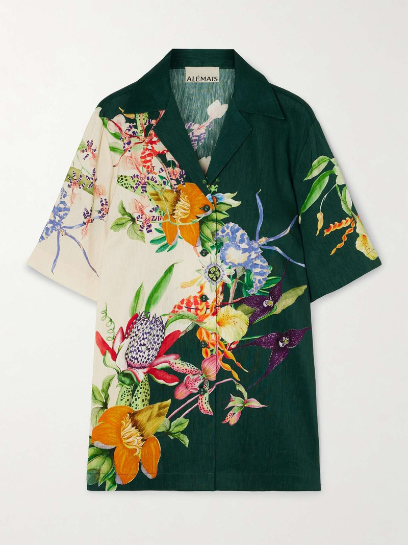 Aggie oversized floral-print linen-blend shirt - 1