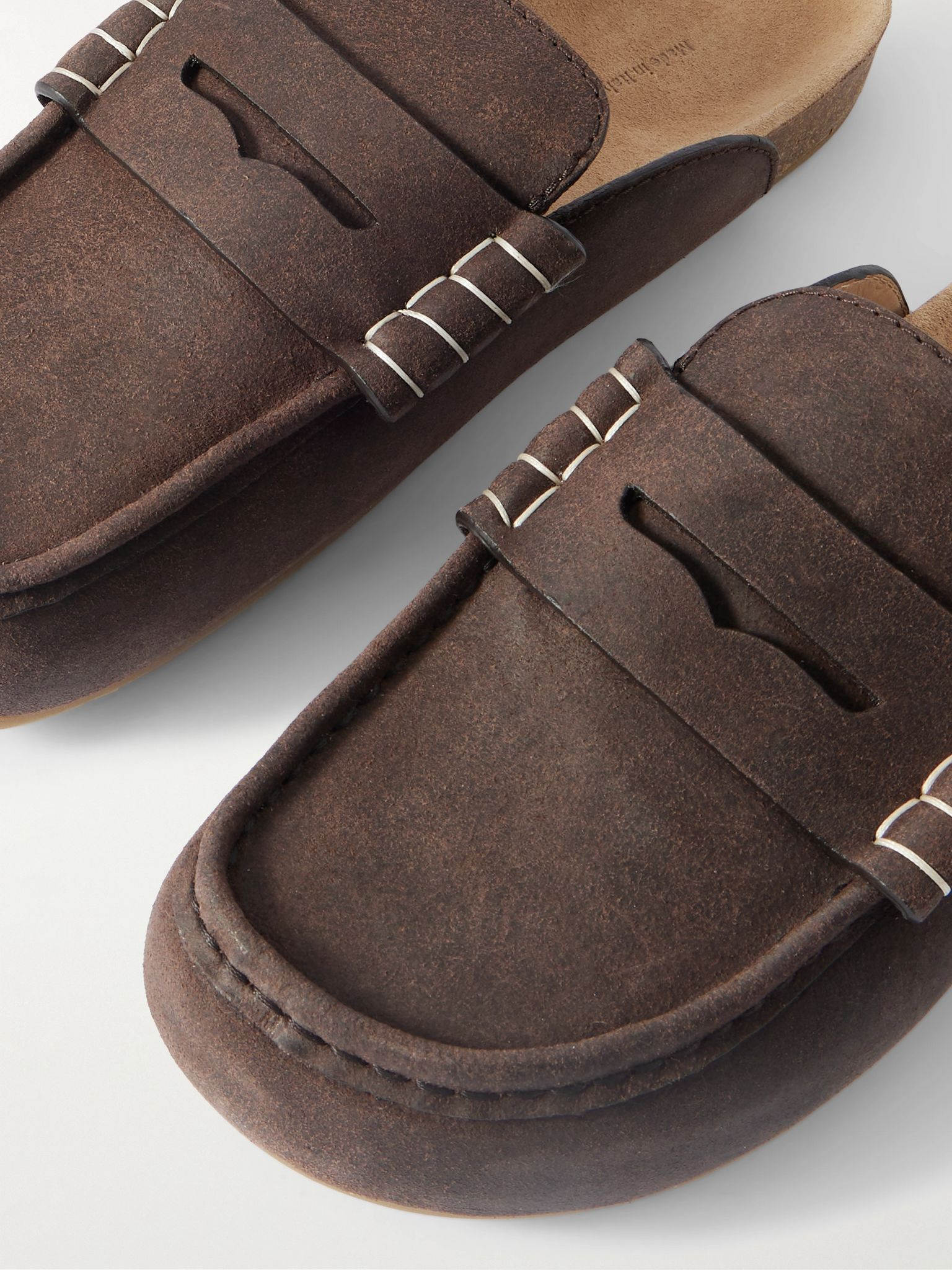 Stitch leather mules Brown - 4