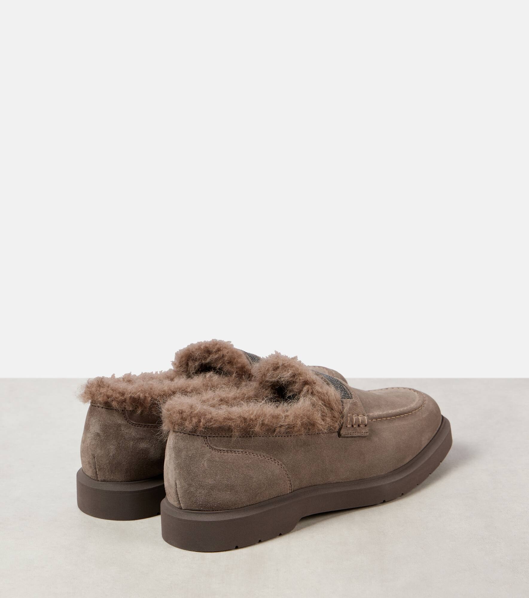 Monili shearling-lined suede loafers - 3