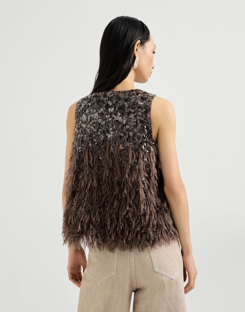 Dazzling dégradé vest in cotton and silk fil coupé 3