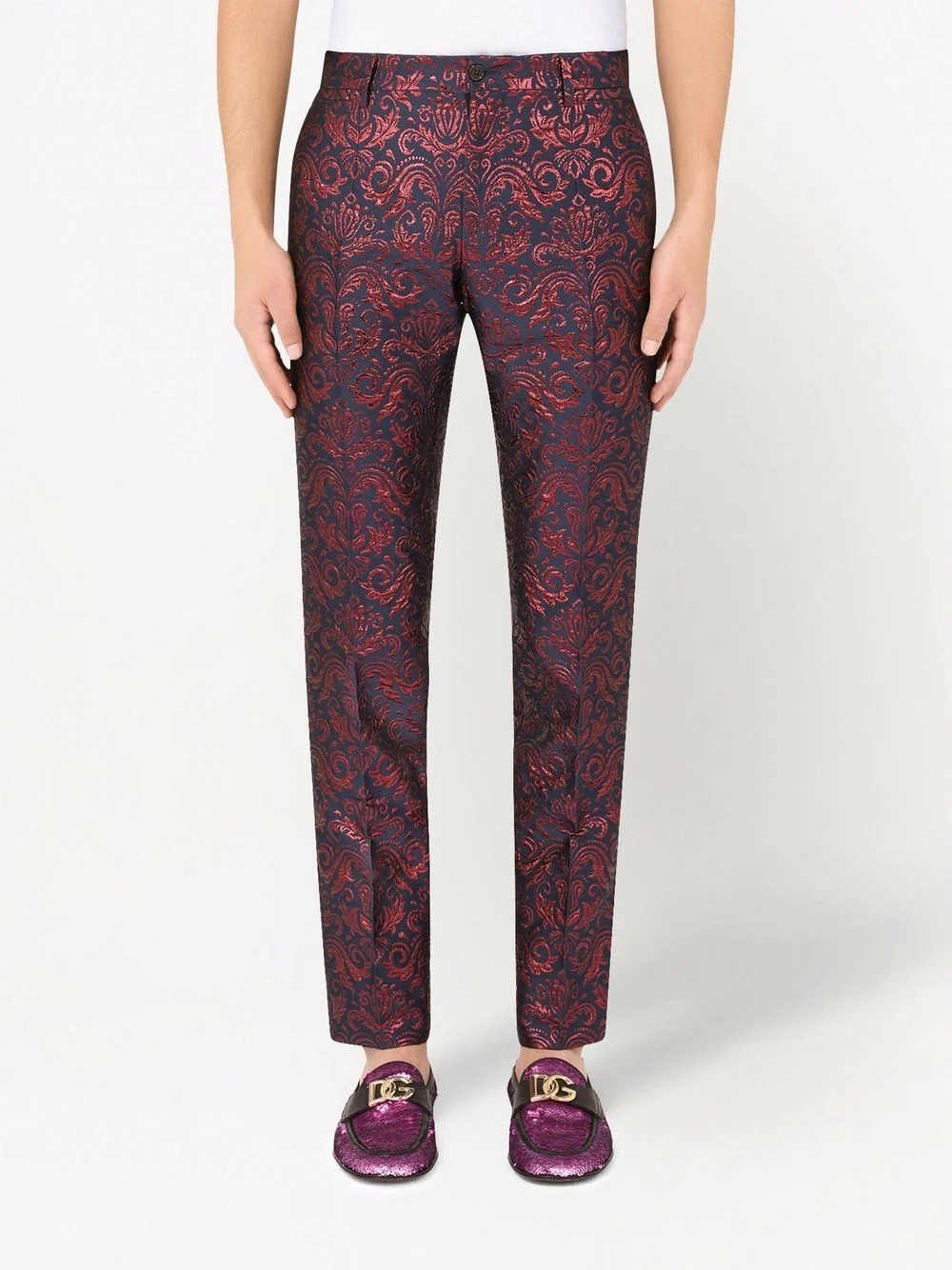 patterned jacquard tailored trousers - 3