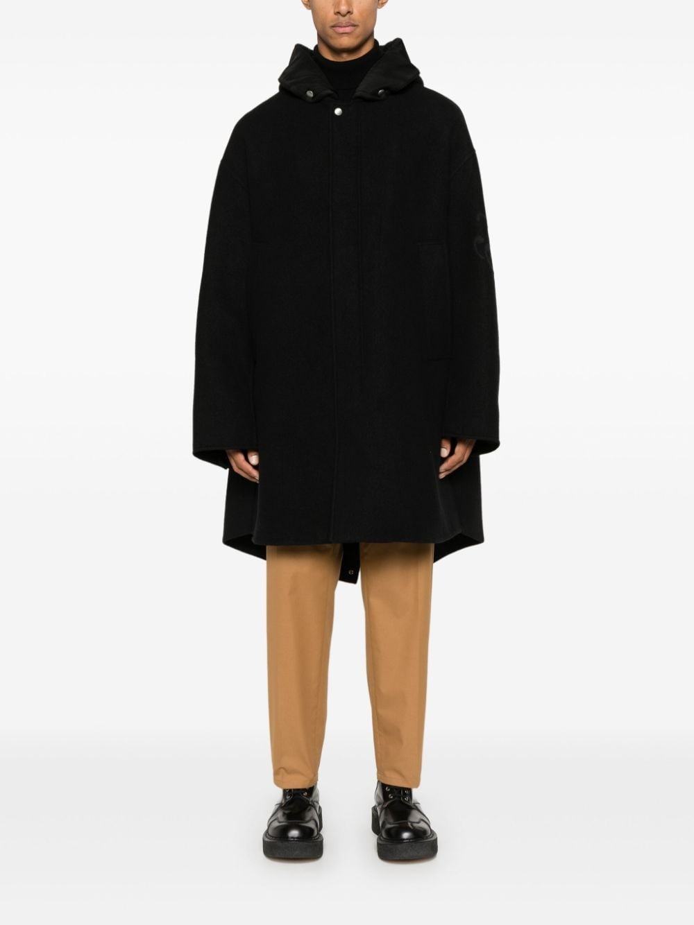 + logo-jacquard coat - 2