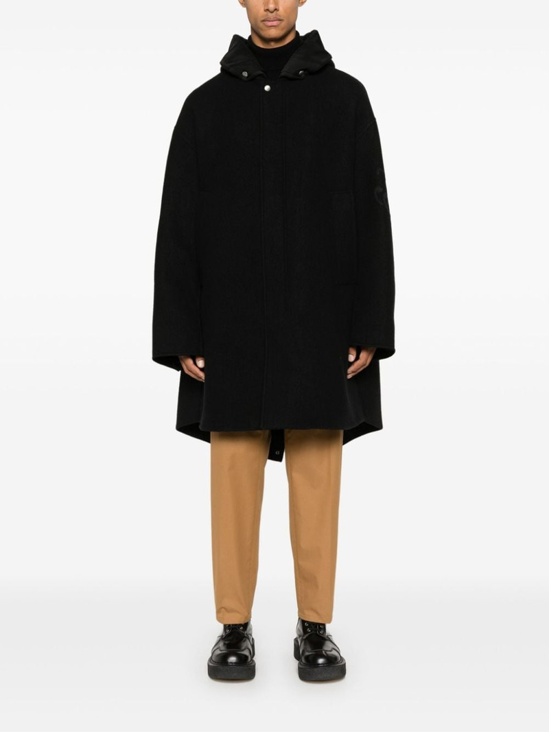 Jil Sander + logo-jacquard coat outlook