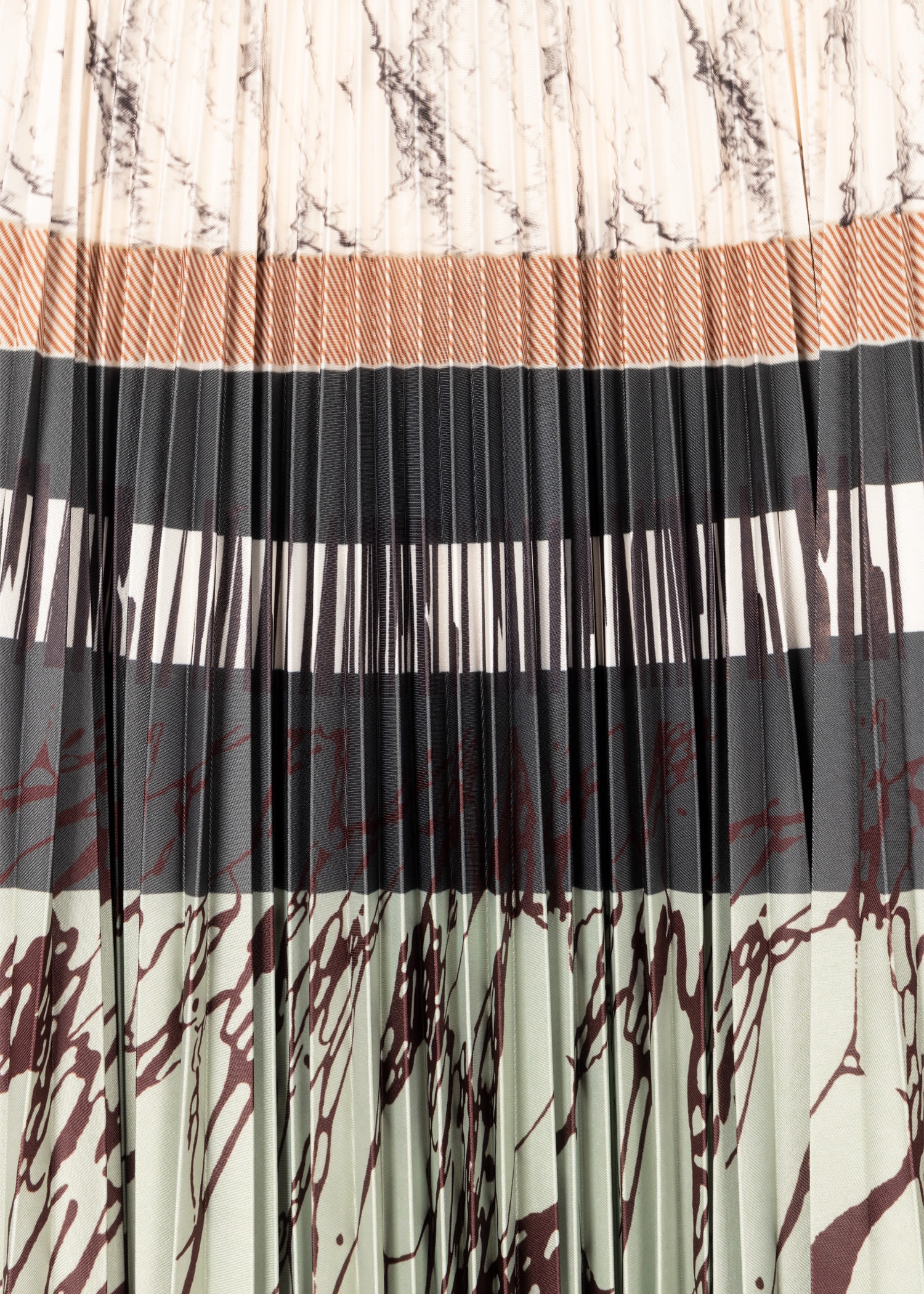 'Assembled Stripe' Pleated Midi Skirt - 2