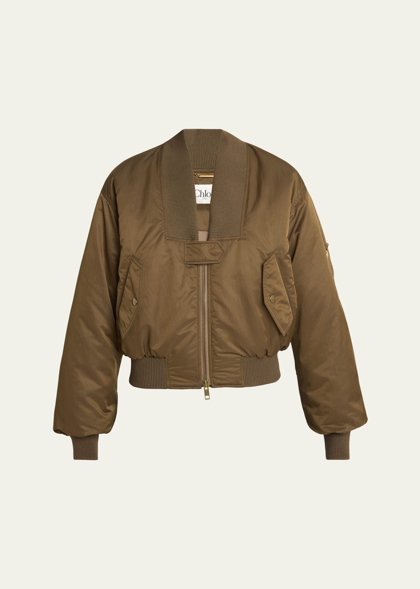 V-Neck Bomber Jacket - 1