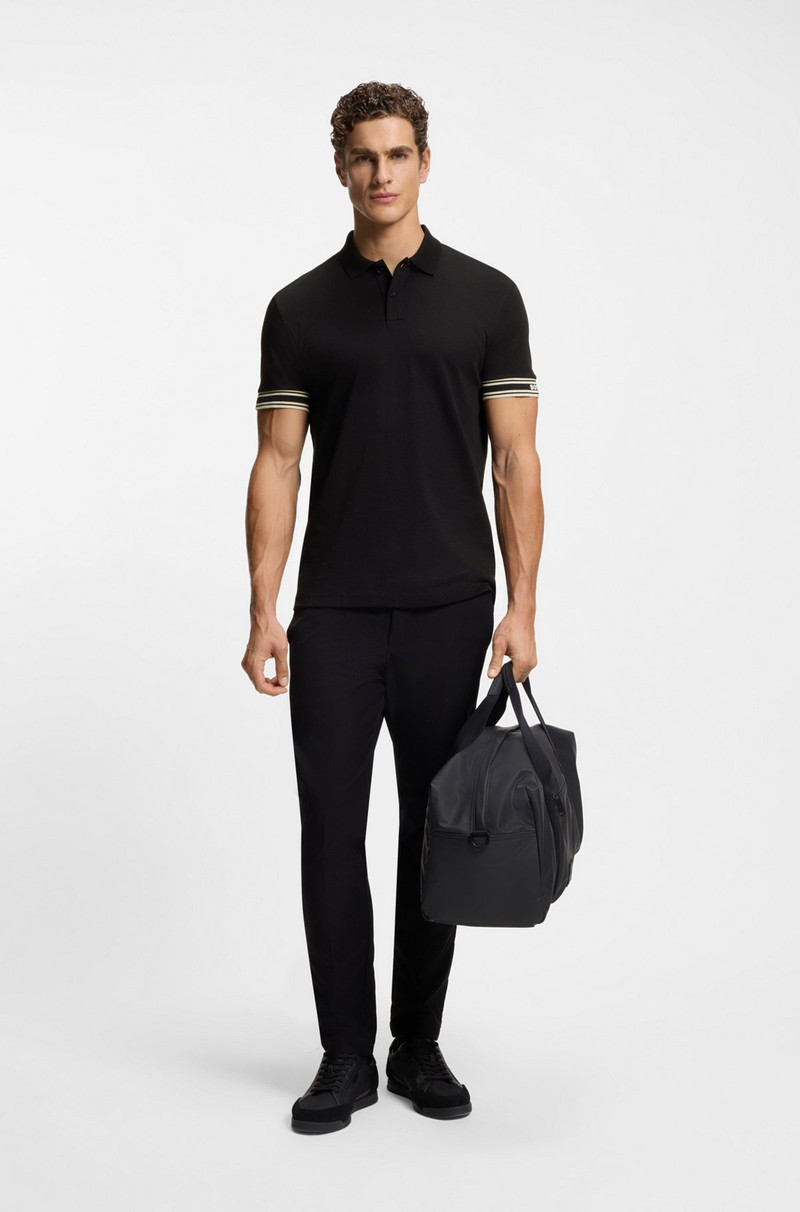 BOSS SLIM-FIT POLO SHIRT IN COTTON WITH STRIPED CUFFS outlook
