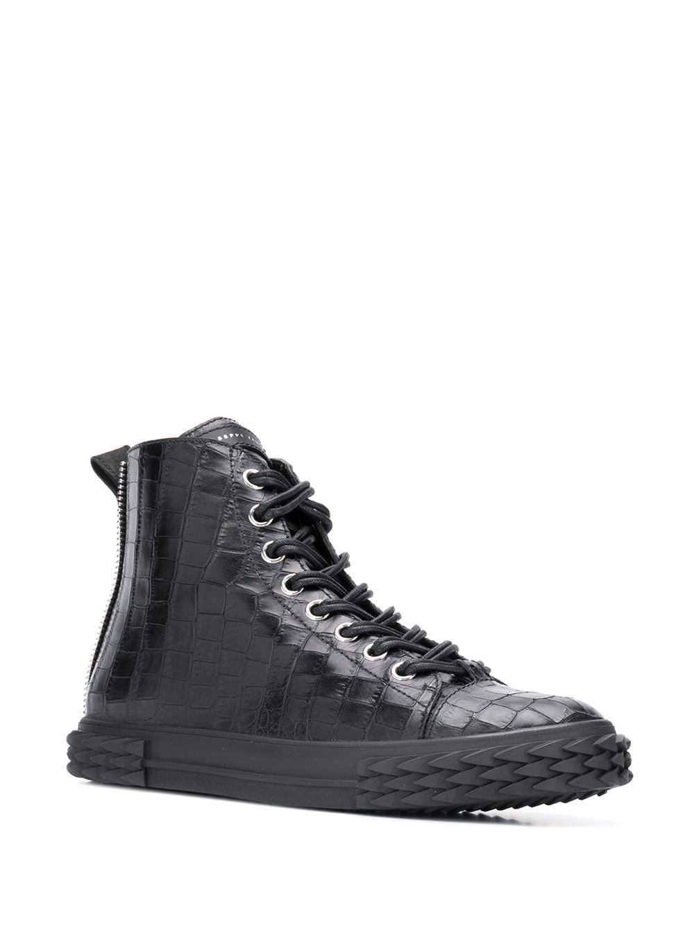 crocodile effect hi-top sneakers  - 2