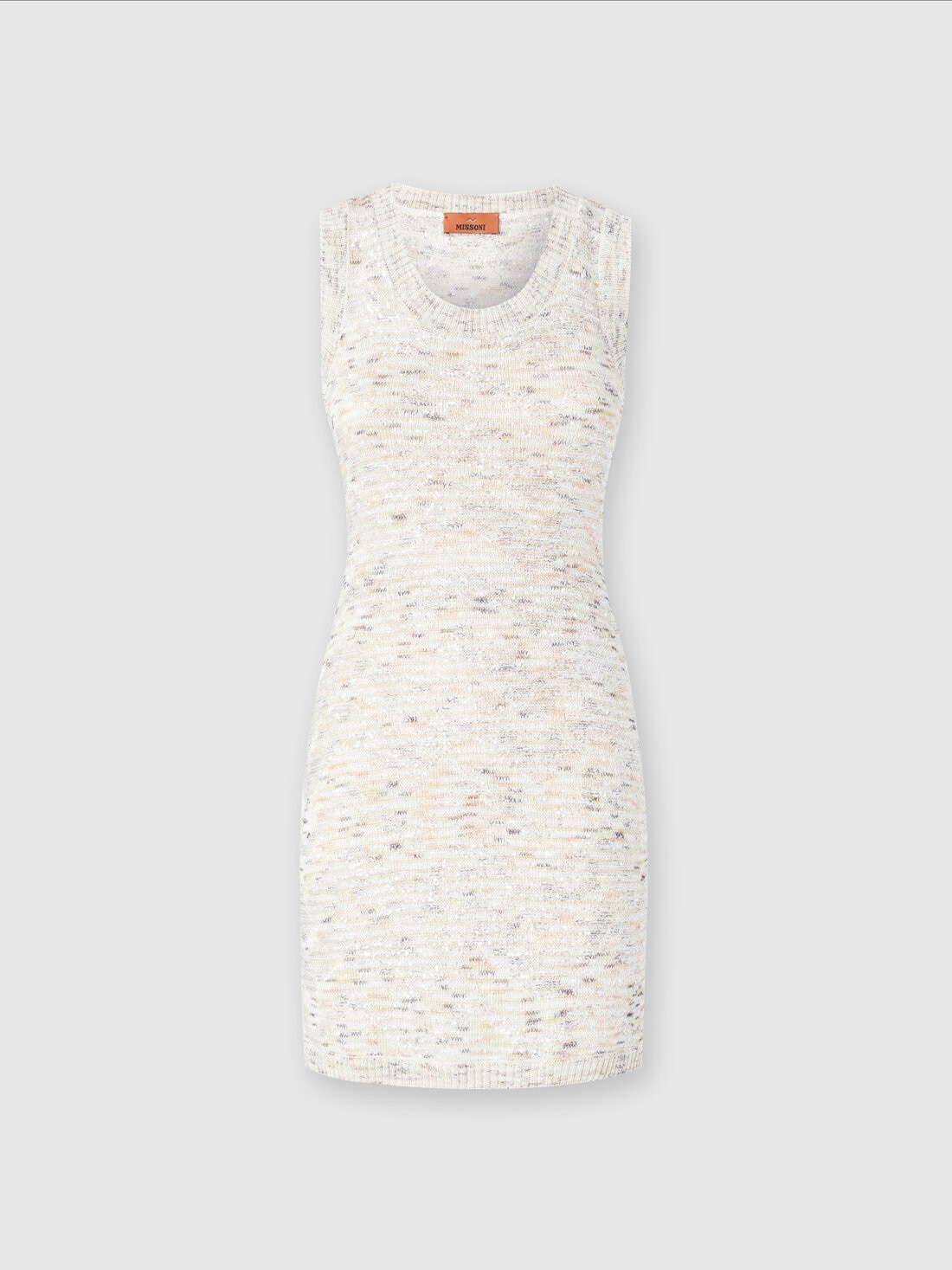 Sleeveless mini-dress in slub knit with sequins - 1