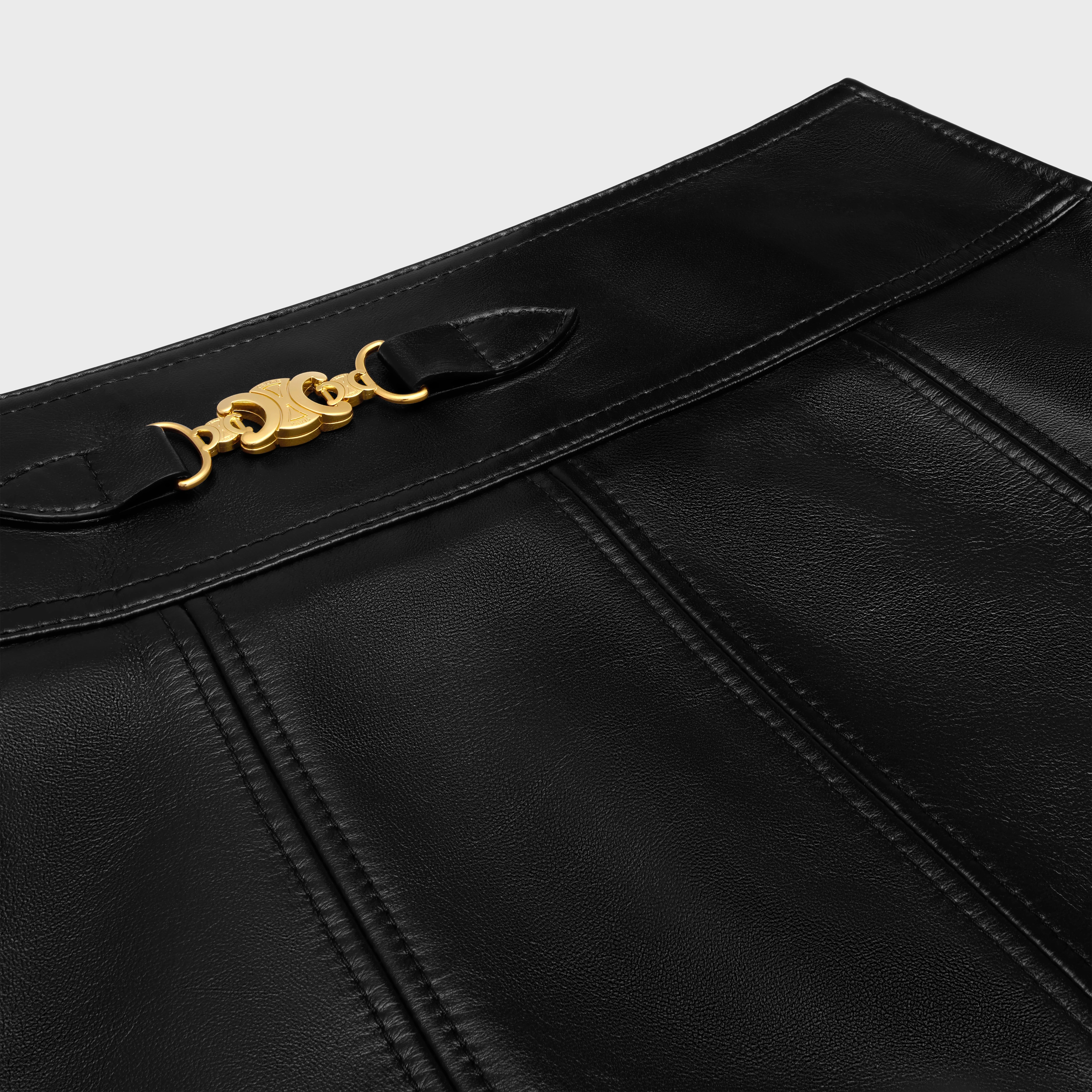 gourmette mini skirt in soft lambskin - 3