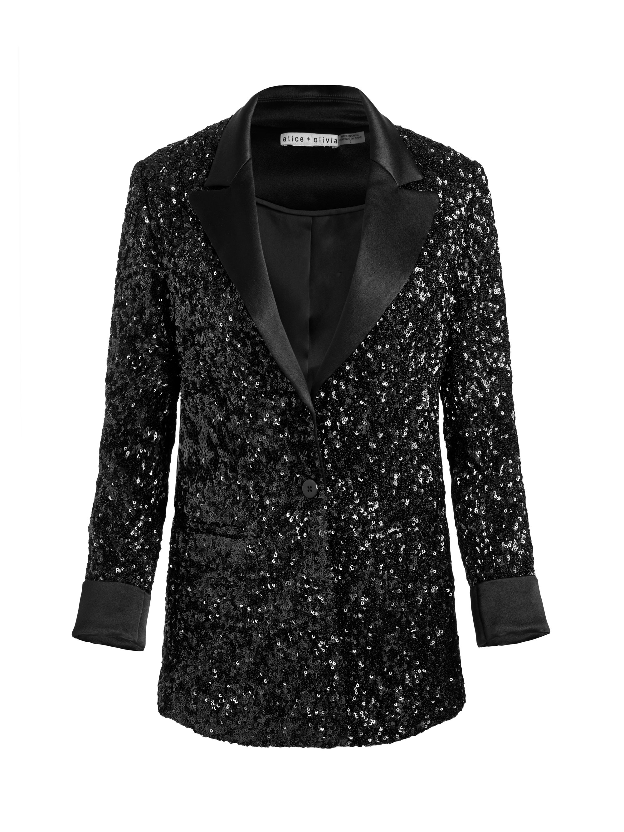 JUSTIN SEQUIN COMBO ROLLED CUFF BLAZER - 1