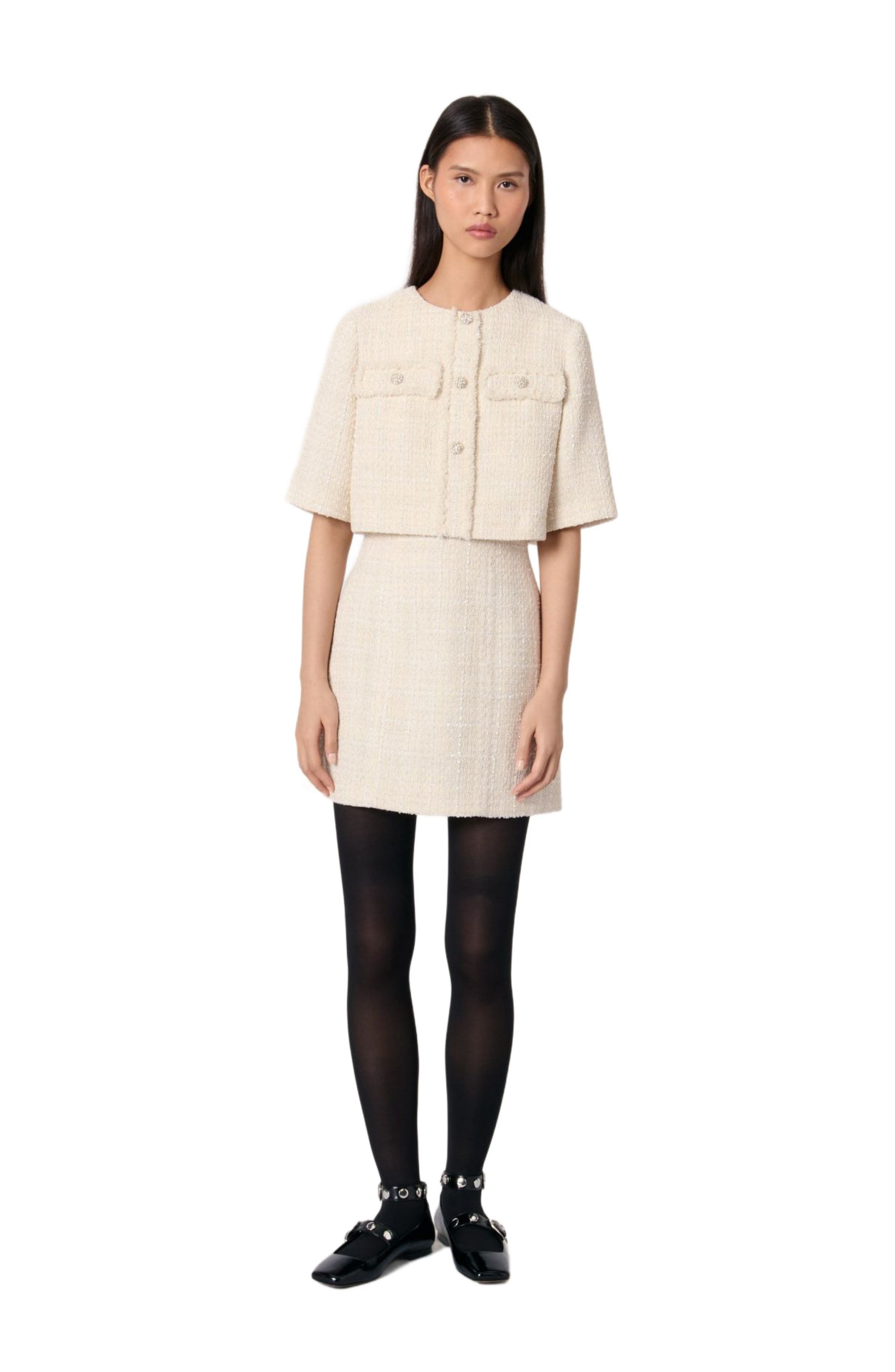 maje Tweed 2-in-1 short dress in Ecru at Nordstrom - 1