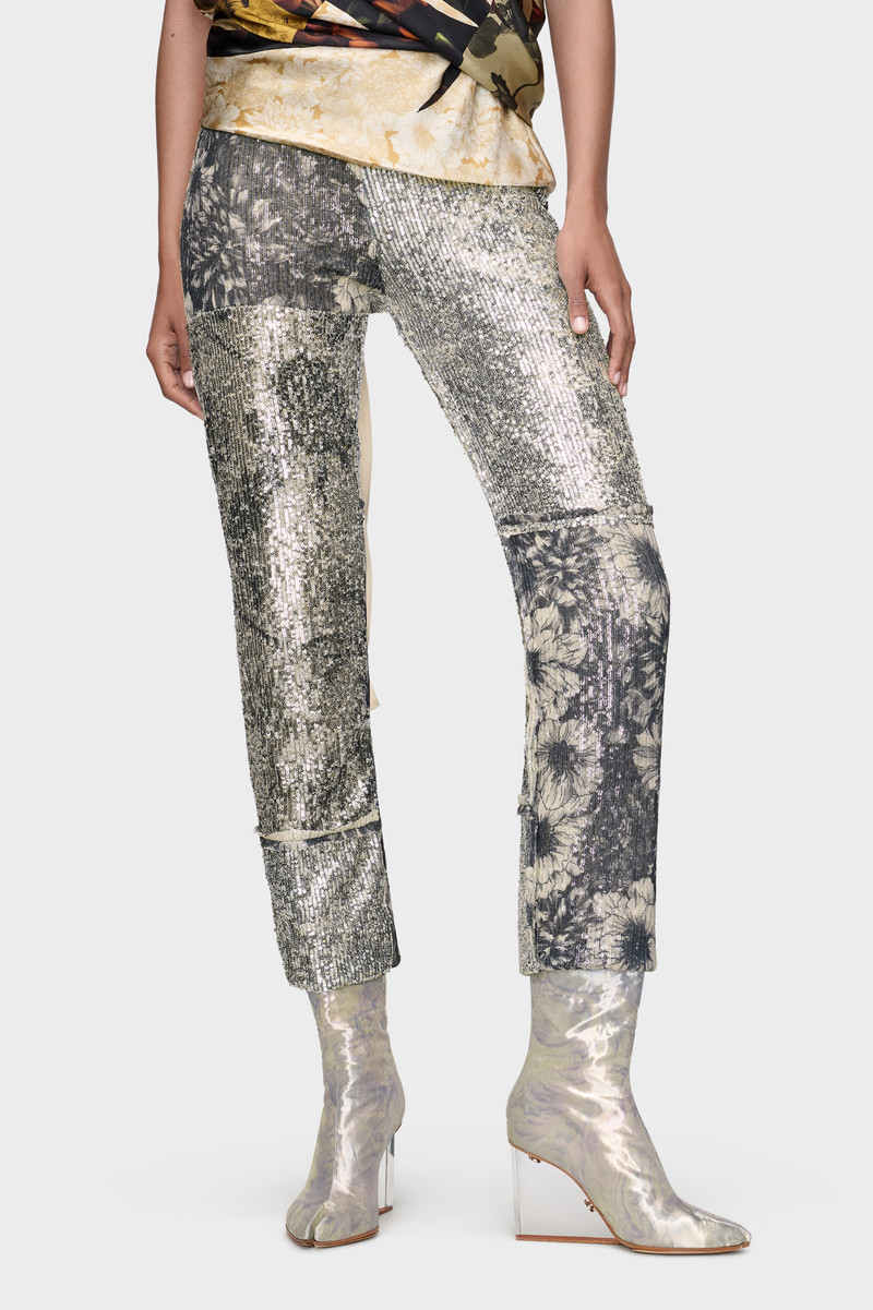 Maison Margiela Floral Sequin Patchwork Trousers outlook
