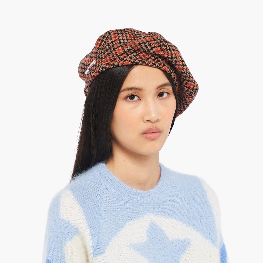 Plaid Shetland wool beret - 4