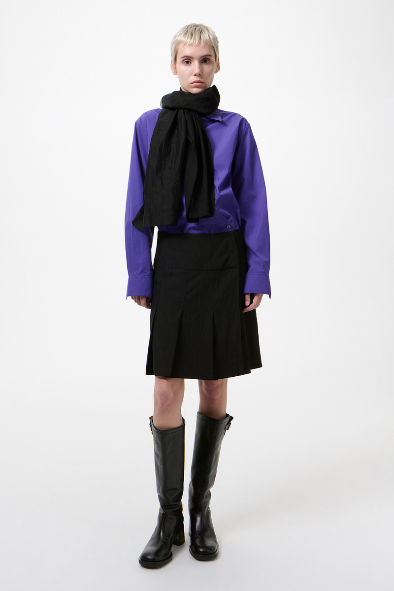 Layered Scarf Eclipse Black Merino Voile 4
