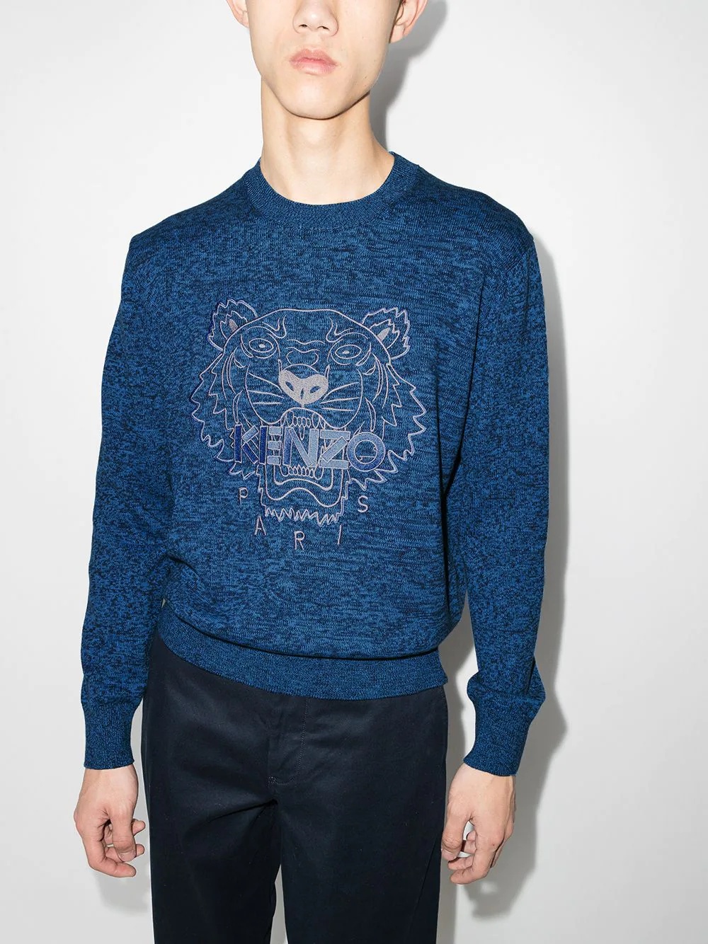 tiger-embroidered crew-neck jumper - 2